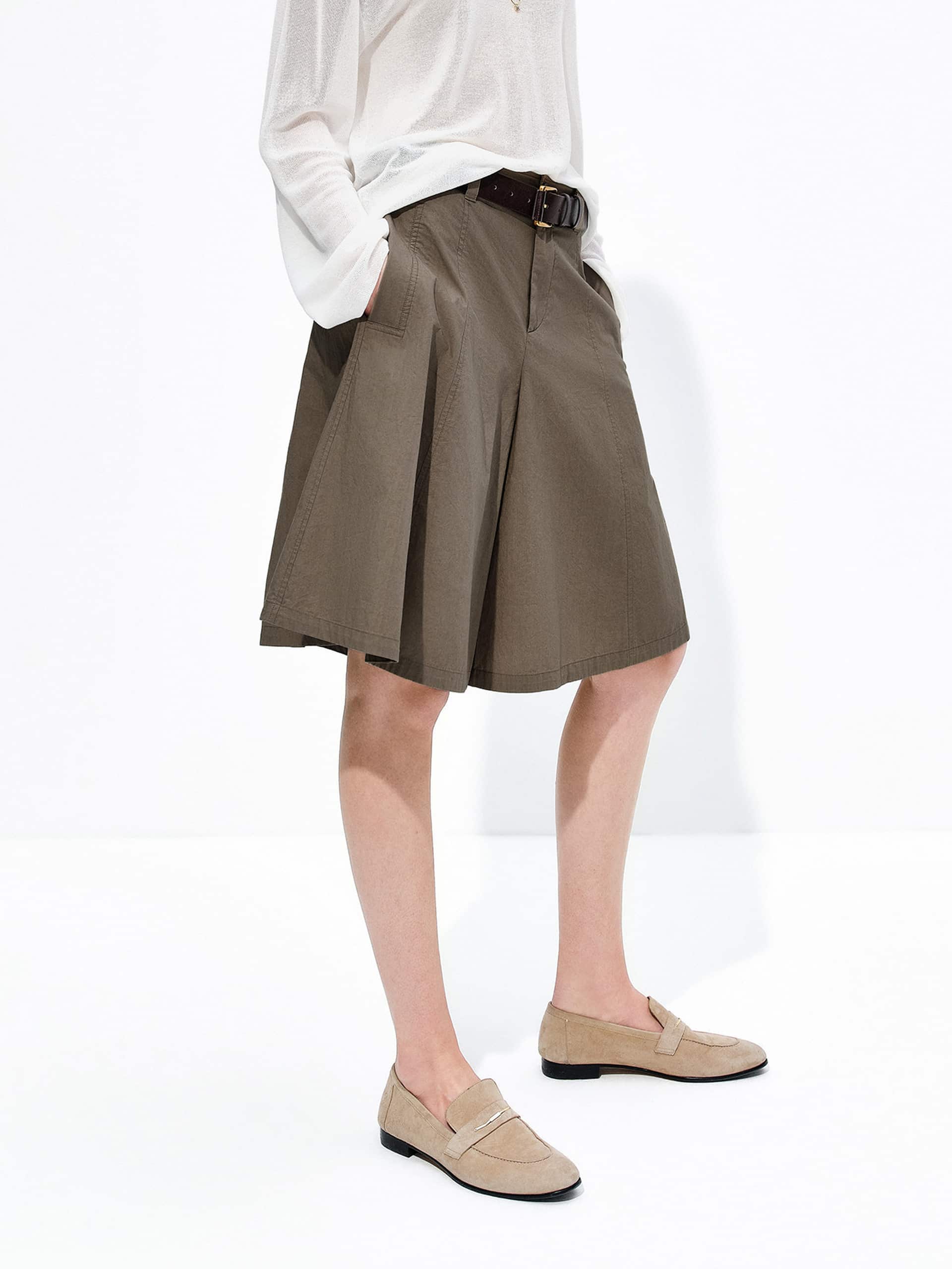 Cotton Wide Leg Shorts - Image 14