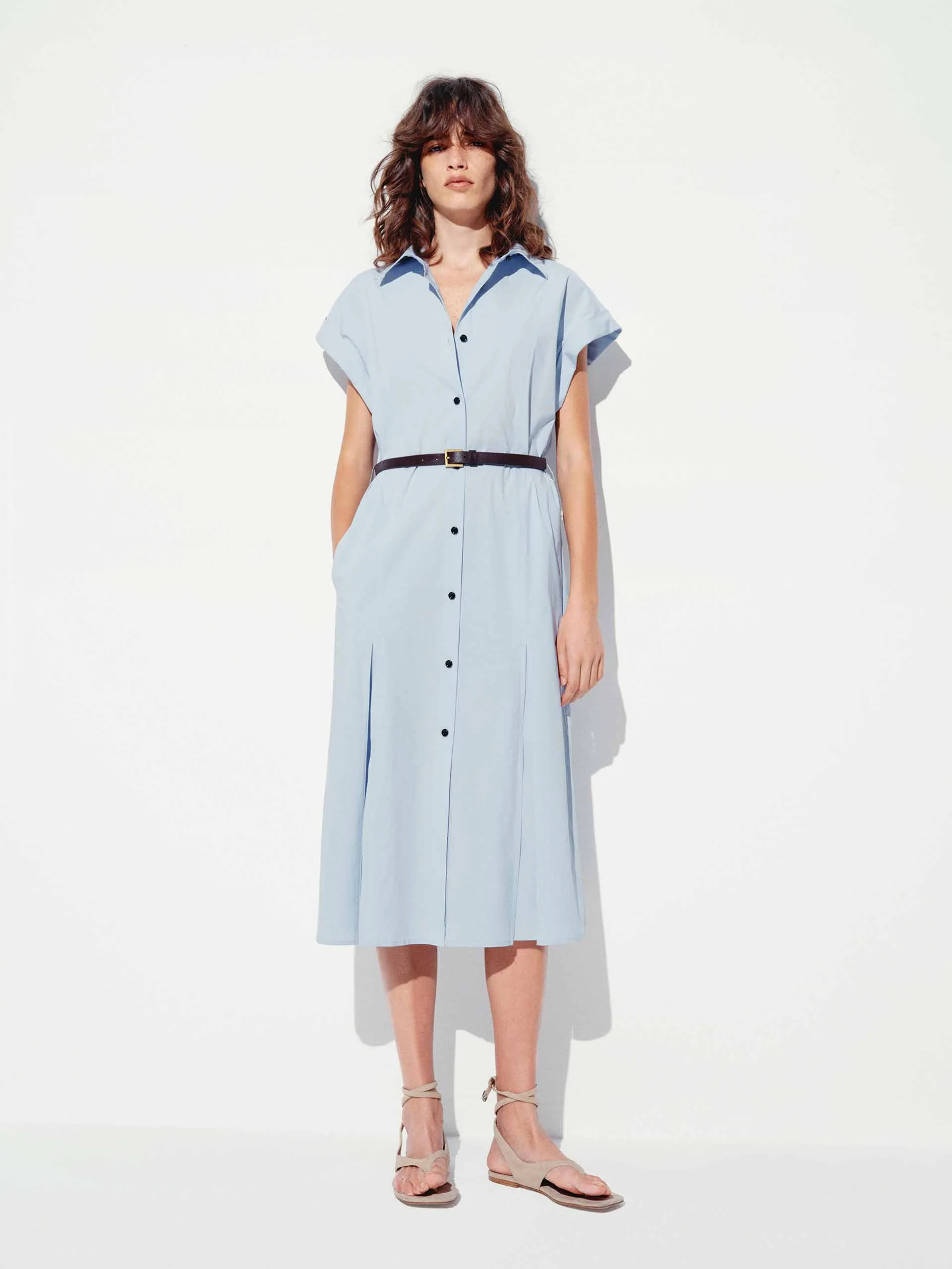 Cotton Blend Button Dress