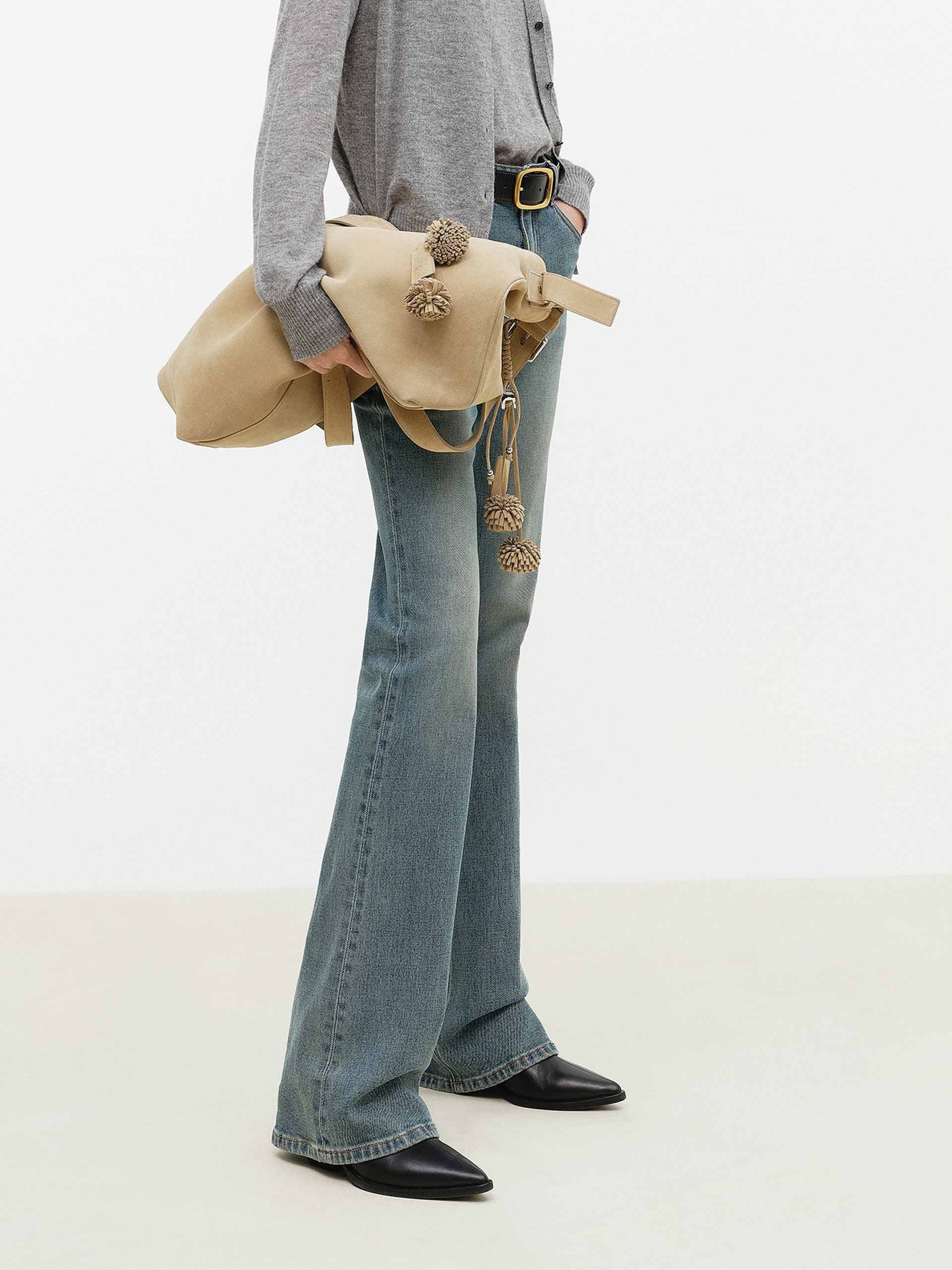 Cotton Blend Flared Jeans - Image 3