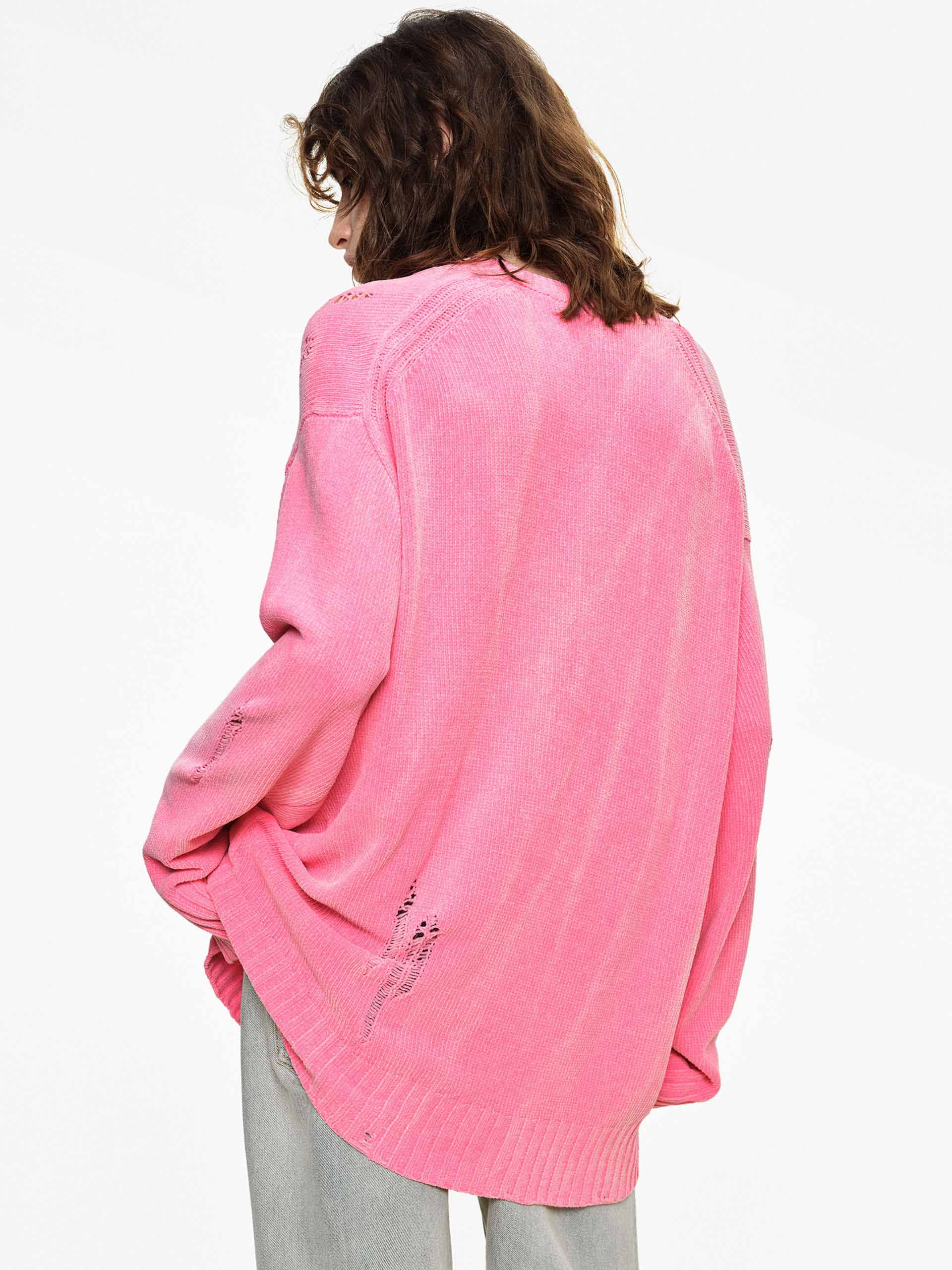 Cotton Blend Ripped Cardigan - Image 6