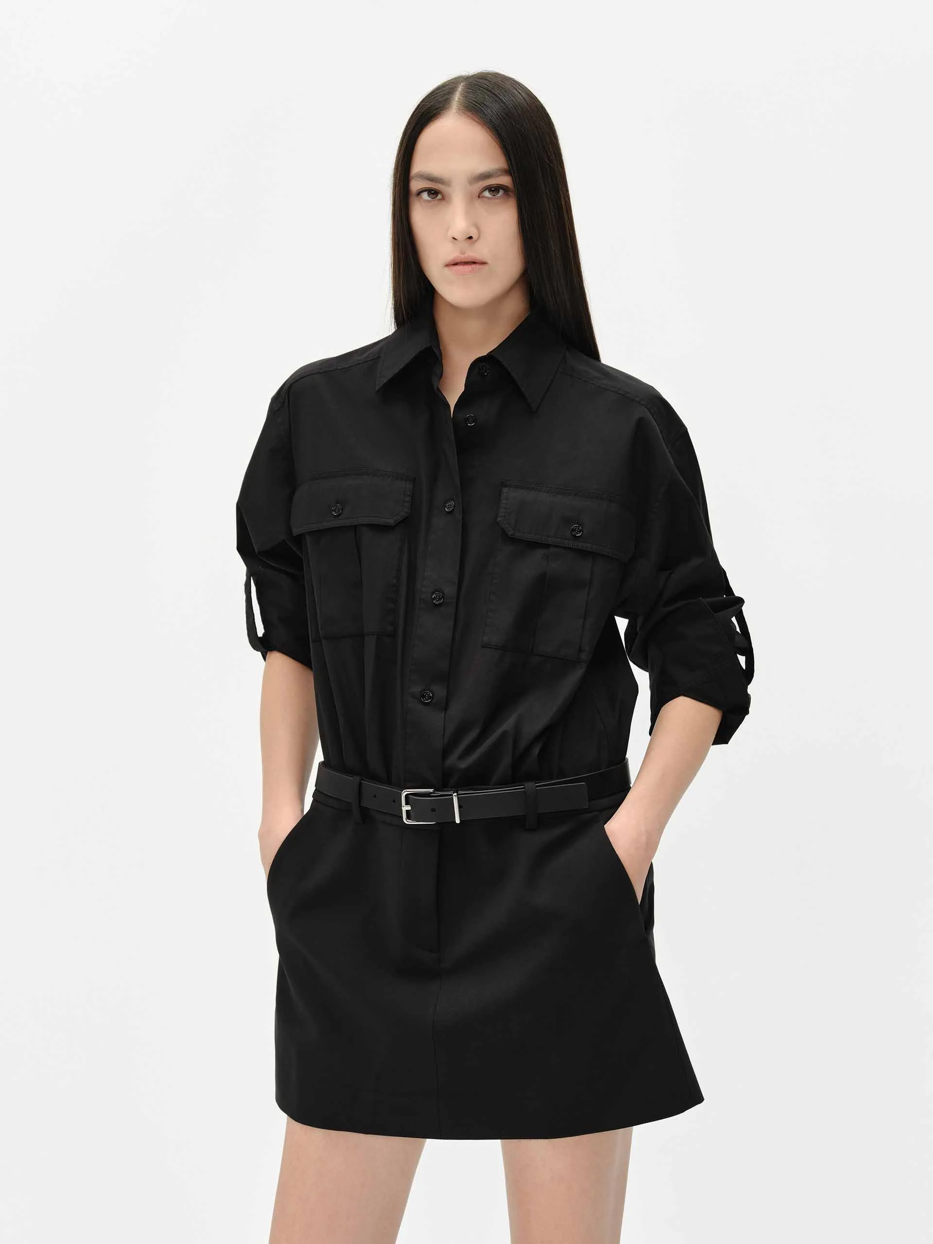 Cotton Blend Shirt Dress