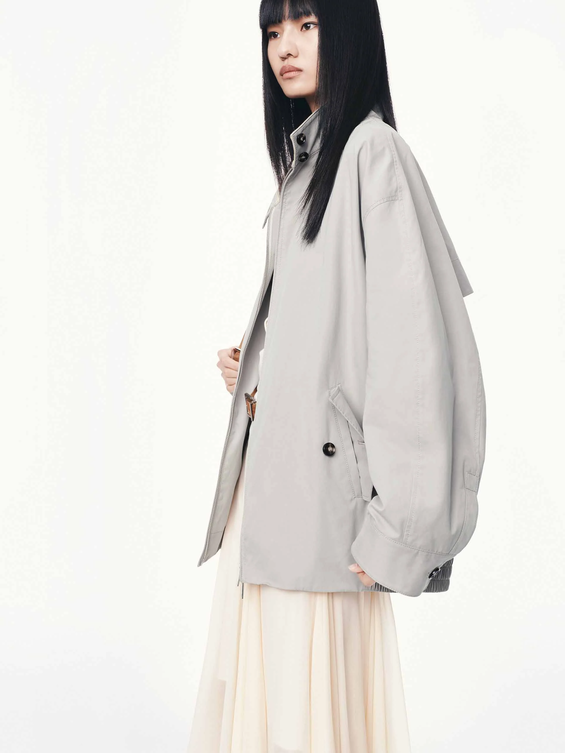 Cotton Blend Zipper Coat - Image 8