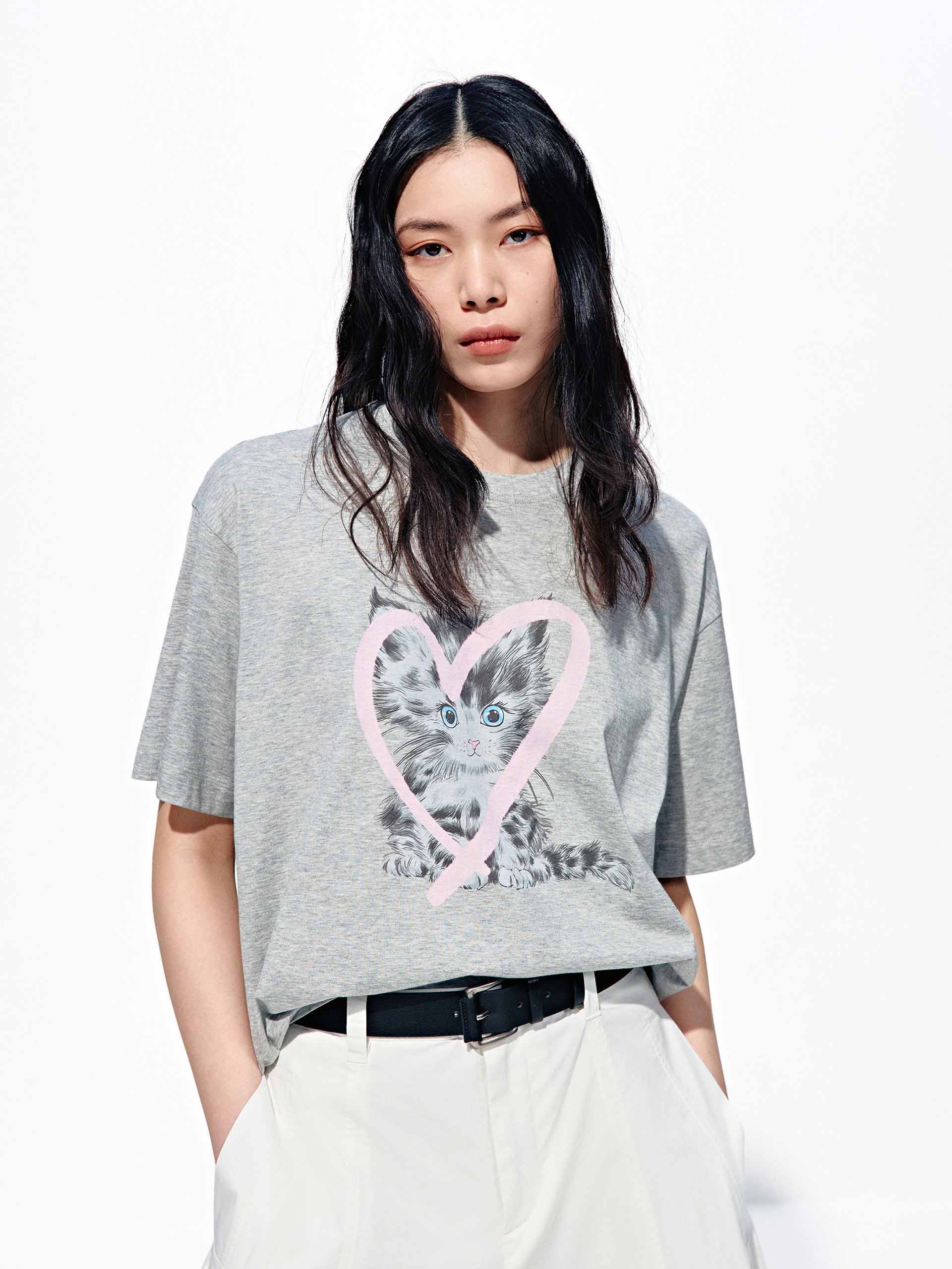 Cotton Cat Print T-Shirt