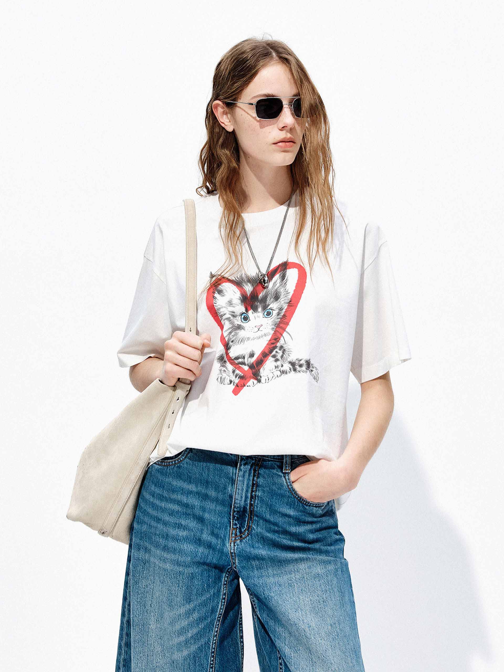 Cotton Cat Print T-Shirt - Image 9