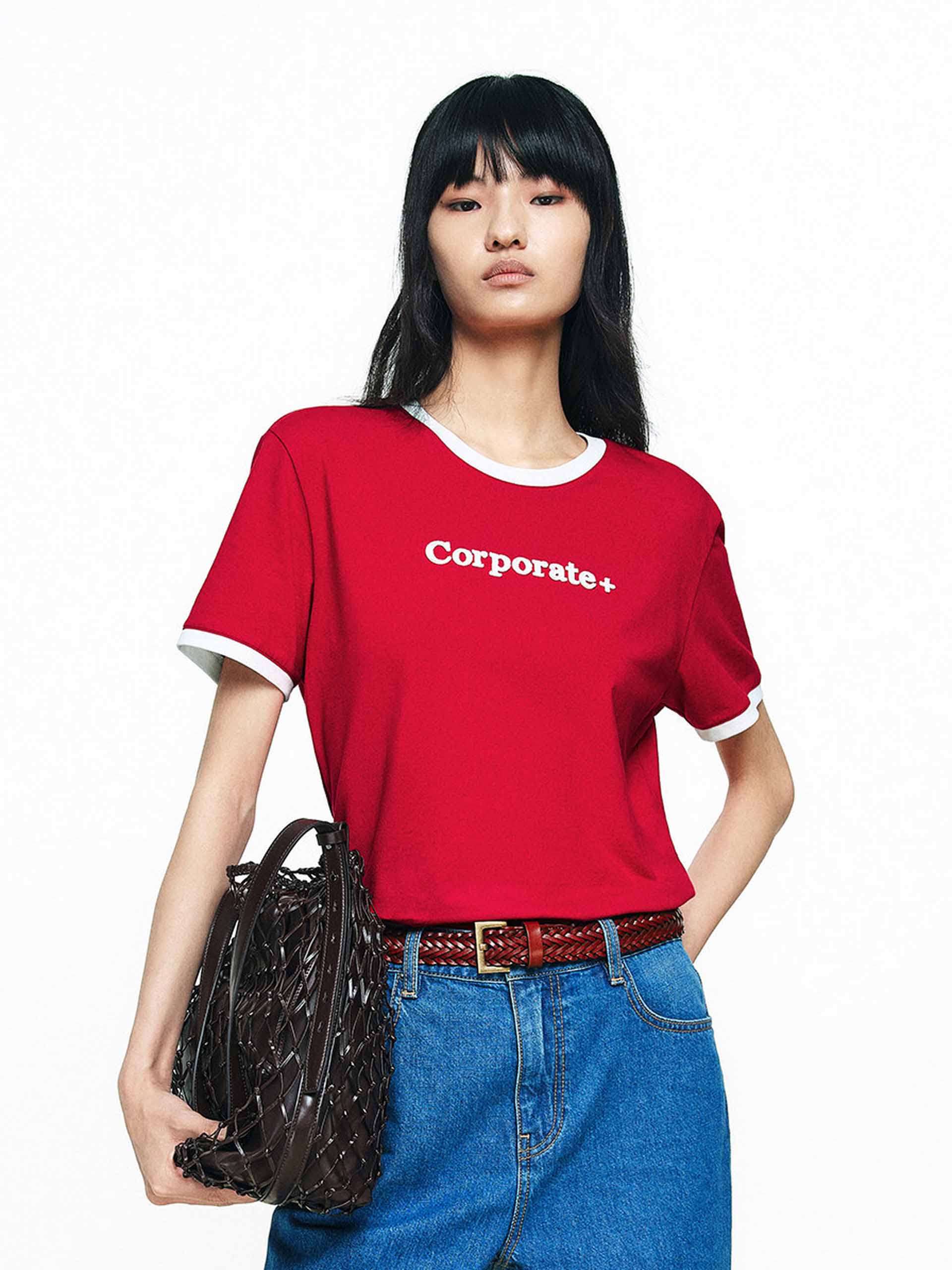 Cotton Contrast Neck T-shirt - Image 15