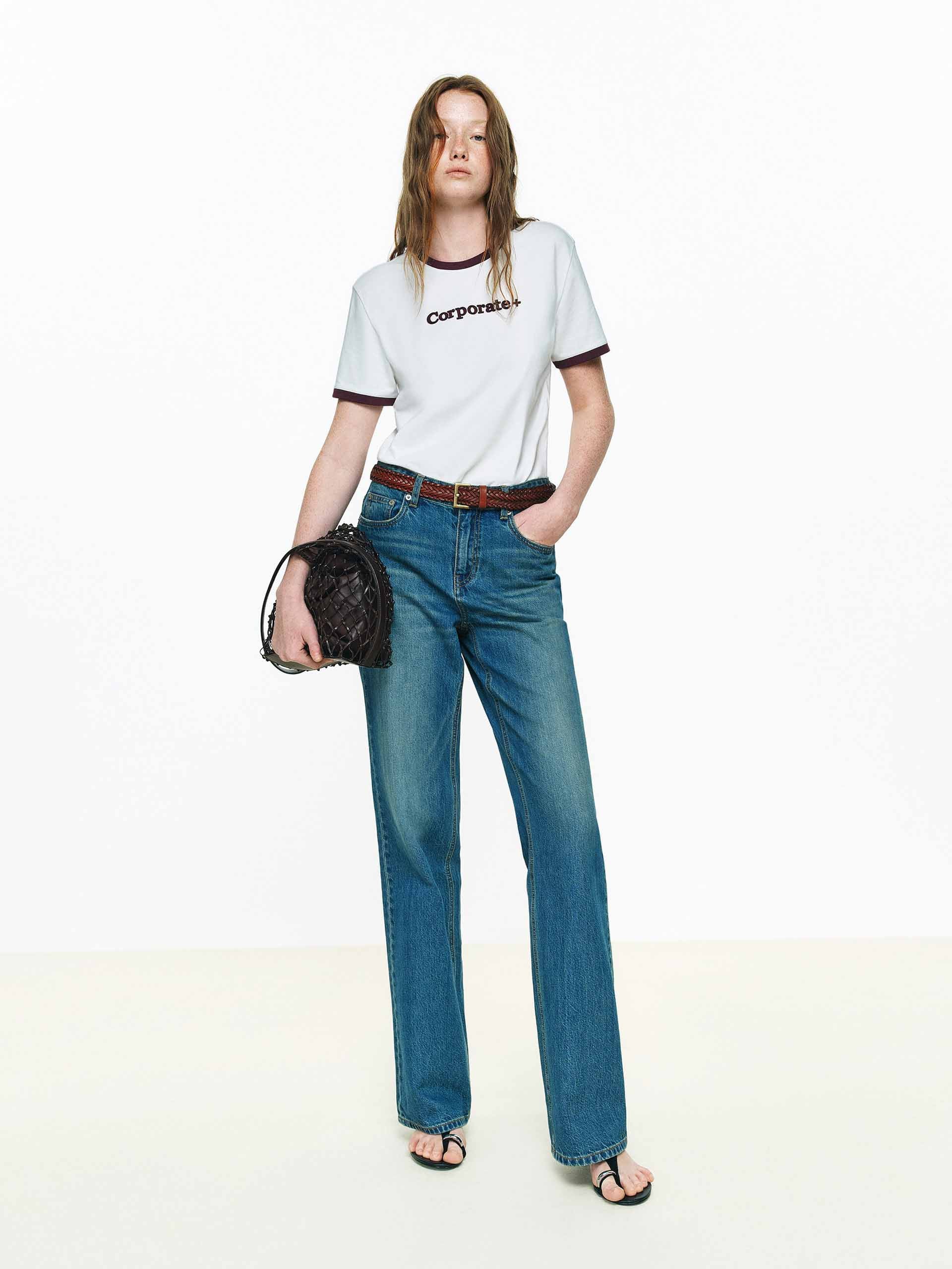 Cotton Contrast Neck T-shirt - Image 2