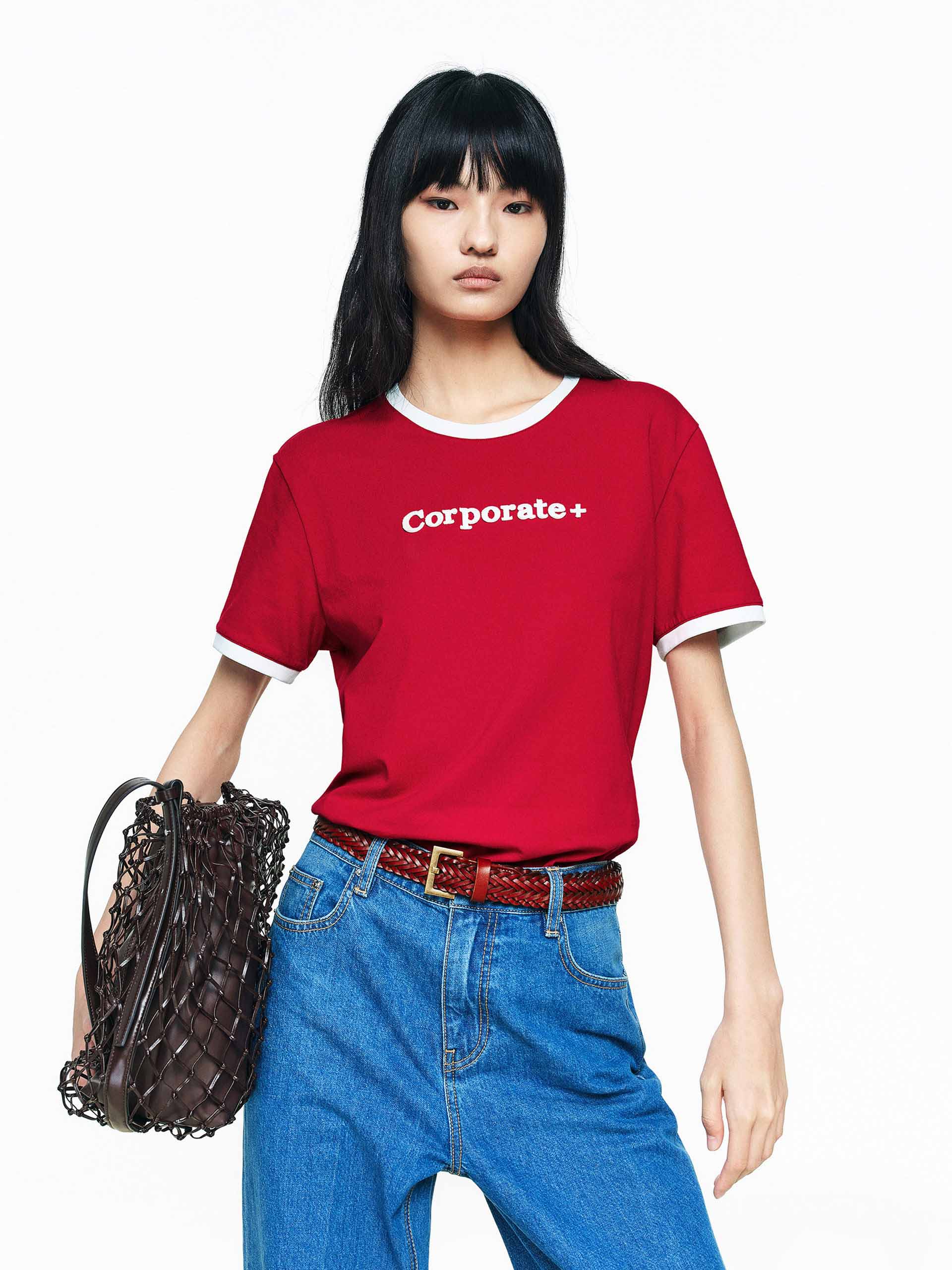 Cotton Contrast Neck T-shirt - Image 9