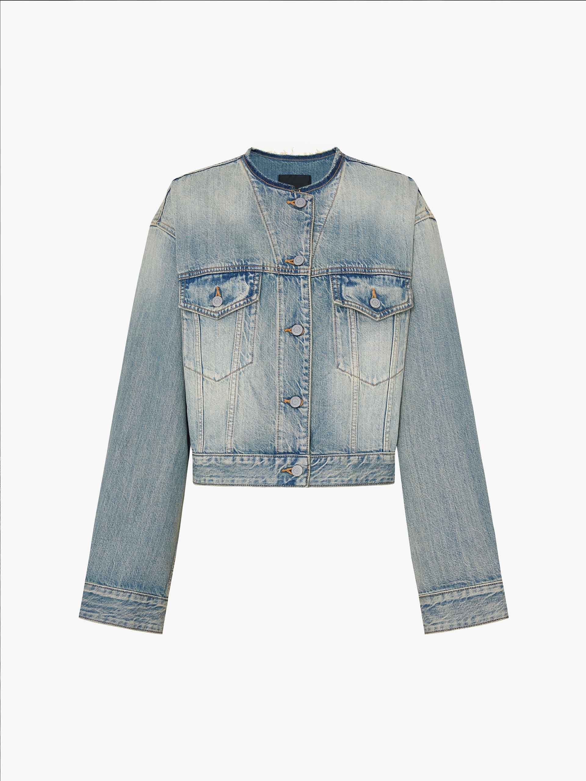 Cotton Cropped Denim Jacket - Image 5