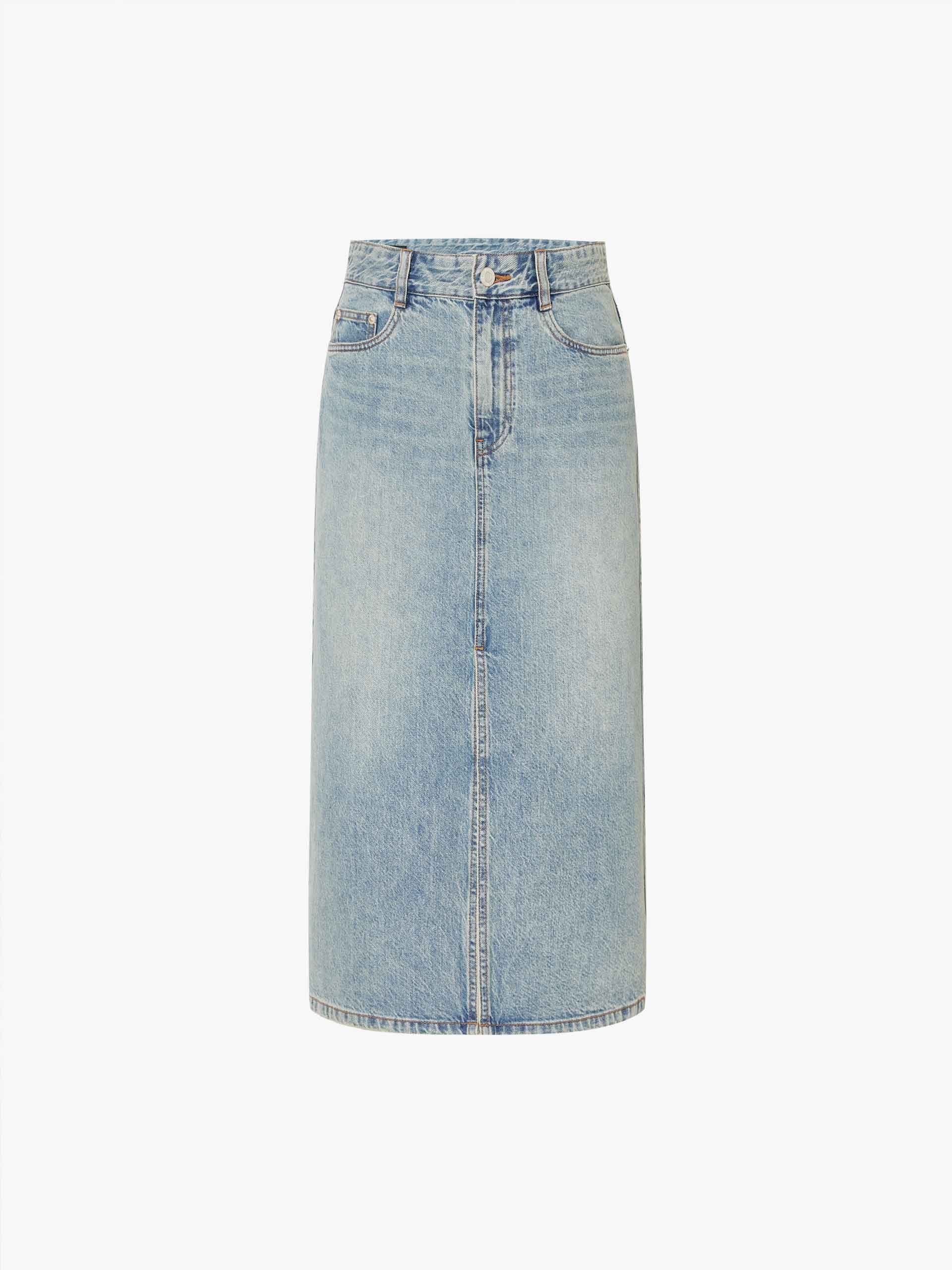 Cotton Denim Midi Skirt - Image 5