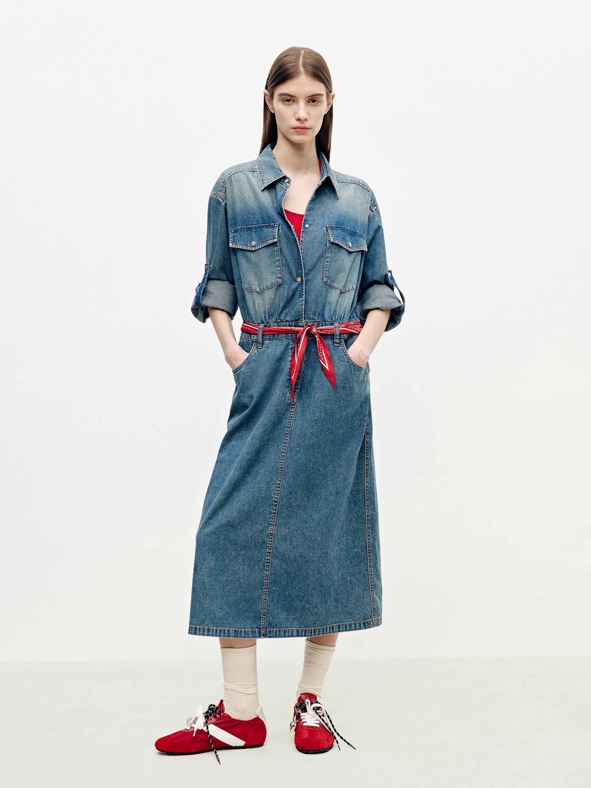 Cotton Denim Shirt Dress