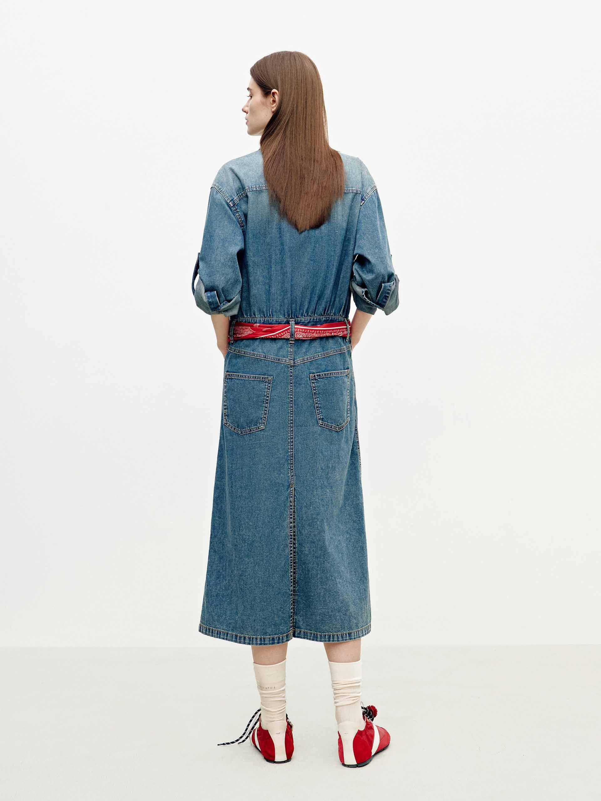 Cotton Denim Shirt Dress - Image 6