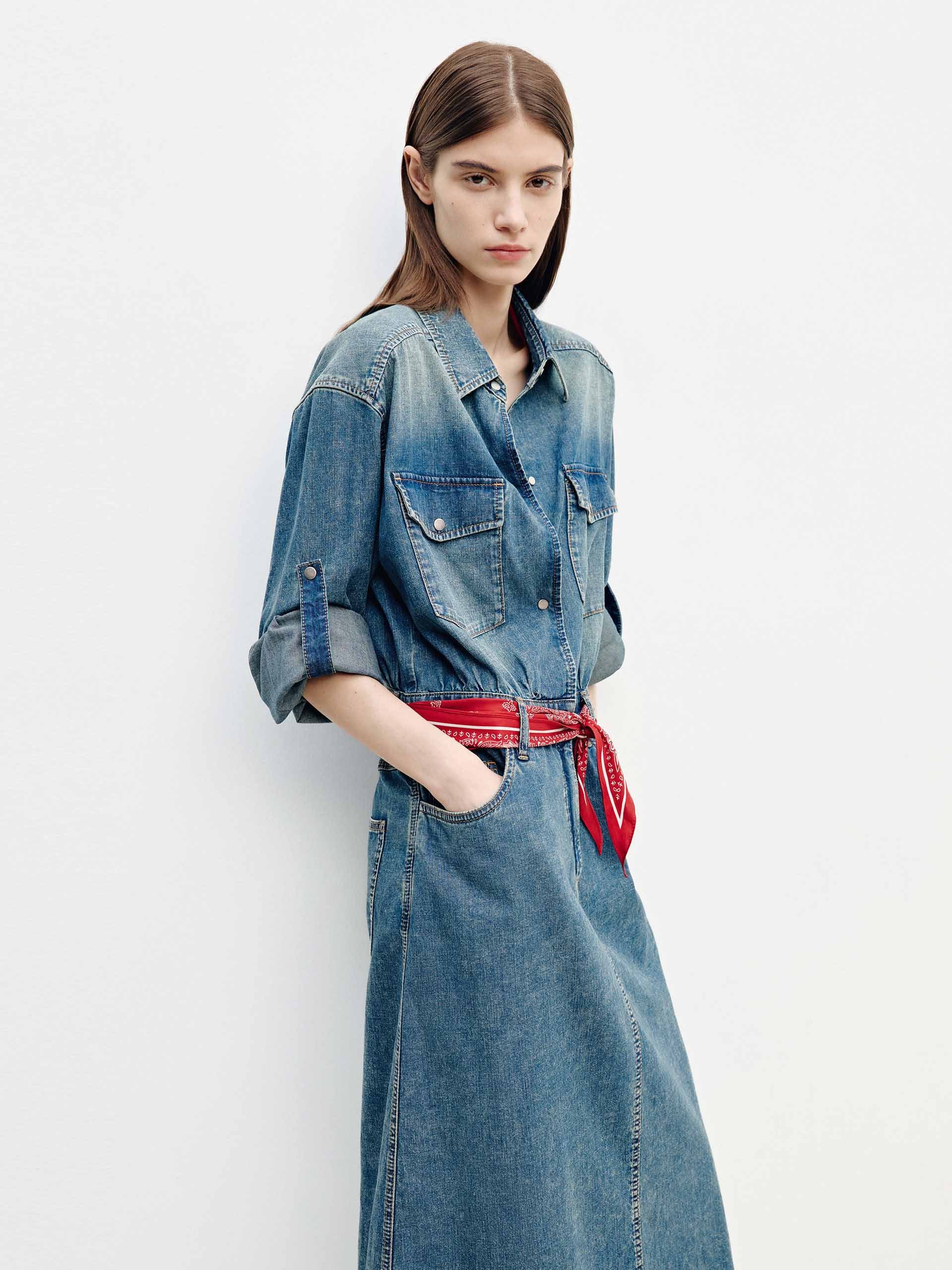 Cotton Denim Shirt Dress - Image 7