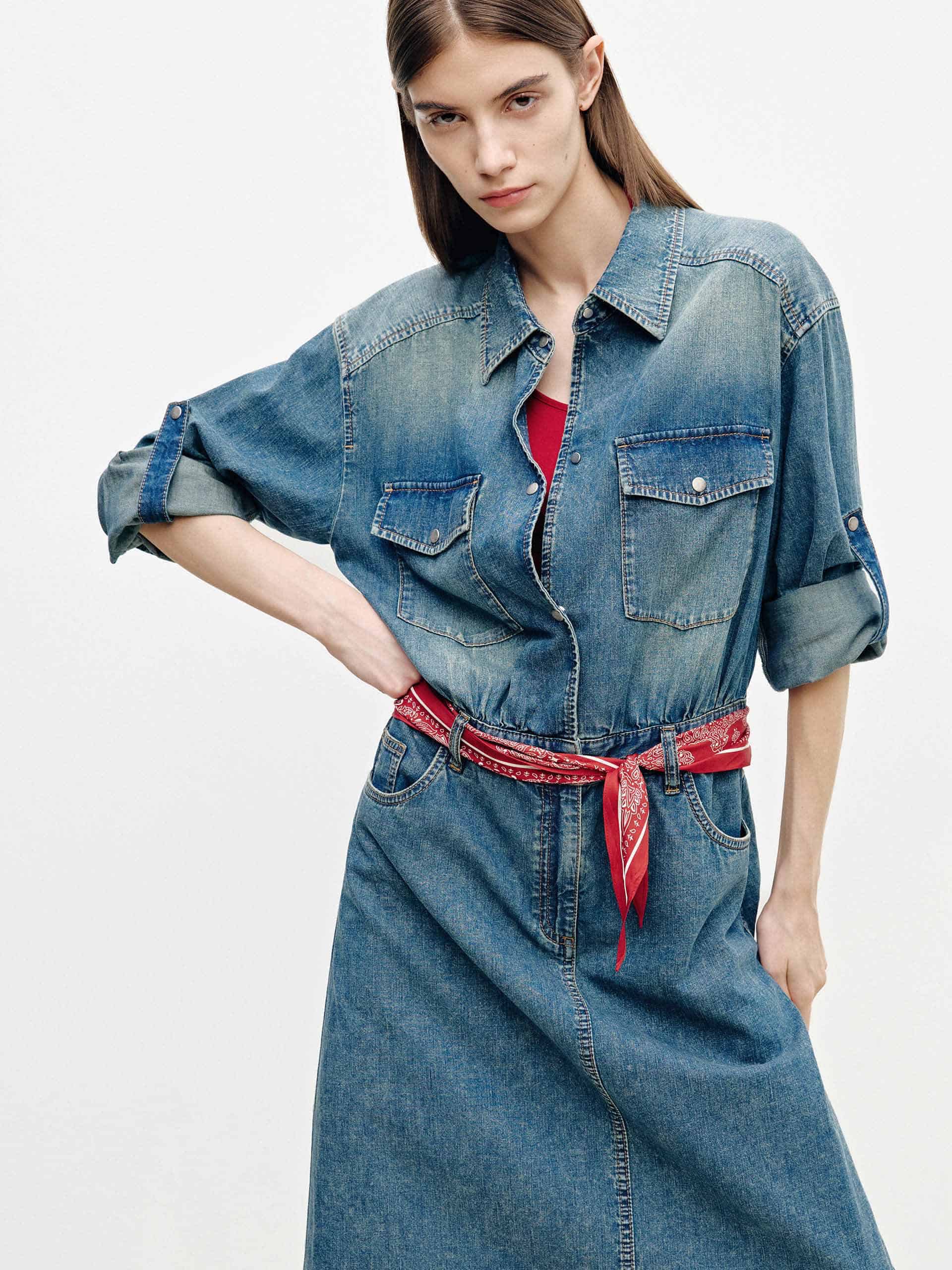 Cotton Denim Shirt Dress - Image 8