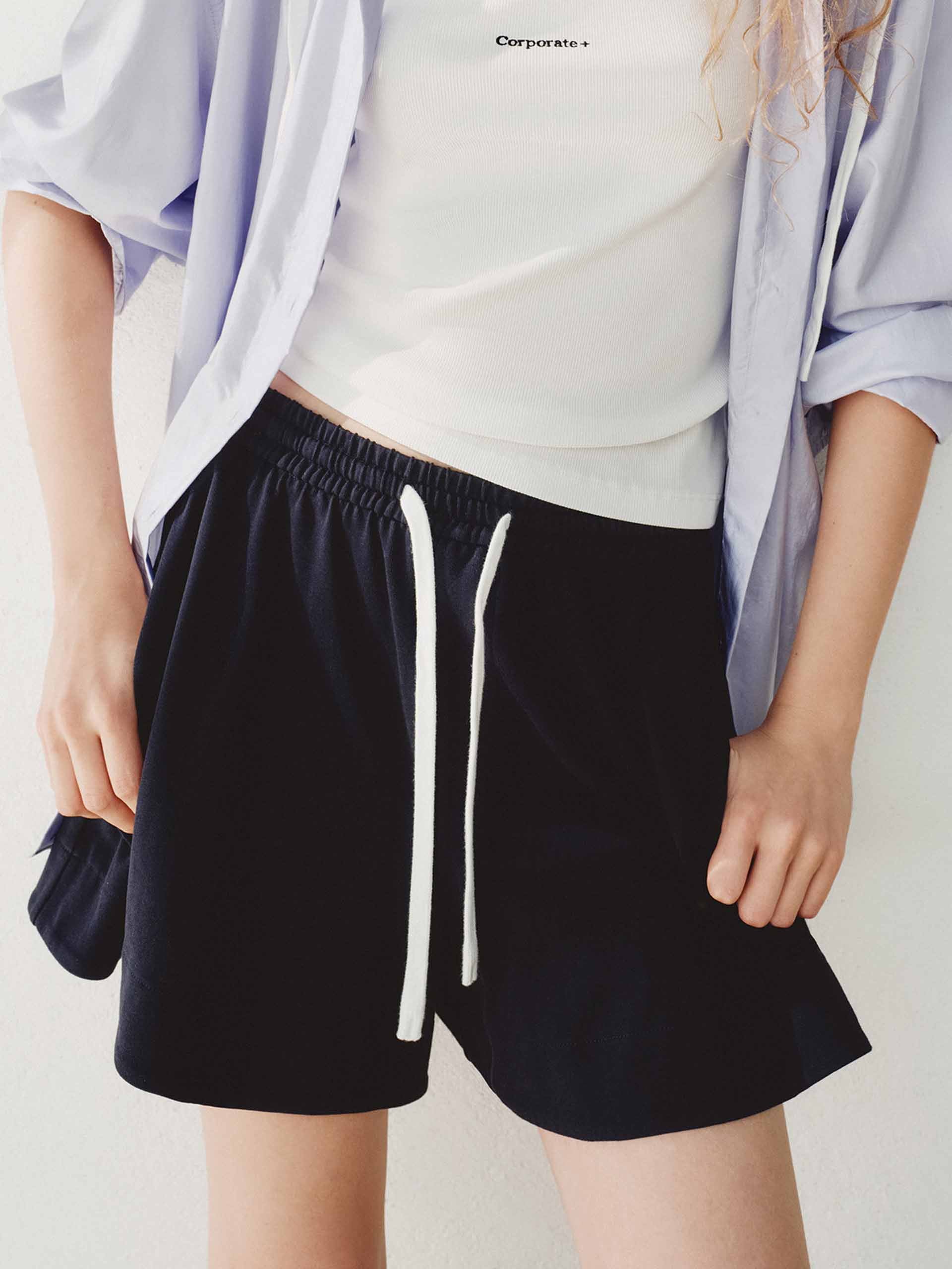 Cotton Drawstring Waist Shorts - Image 3