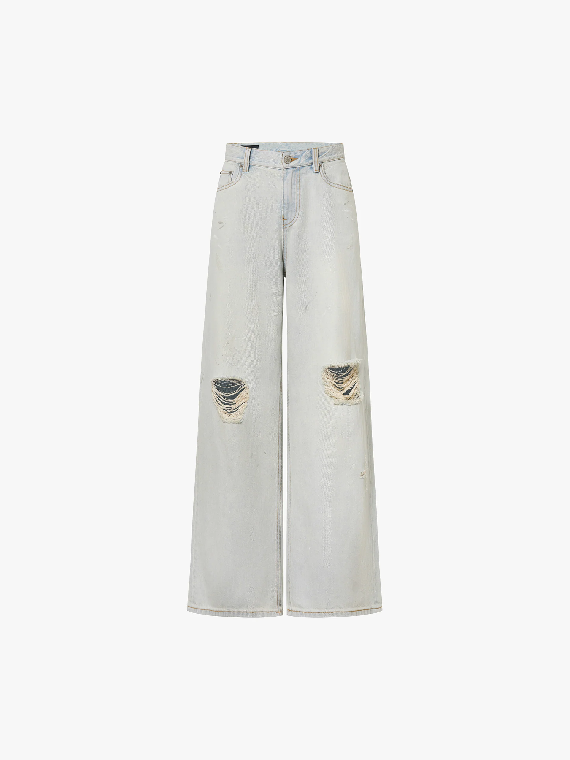 Cotton Hemp Wide Ripped Jeans - Image 5