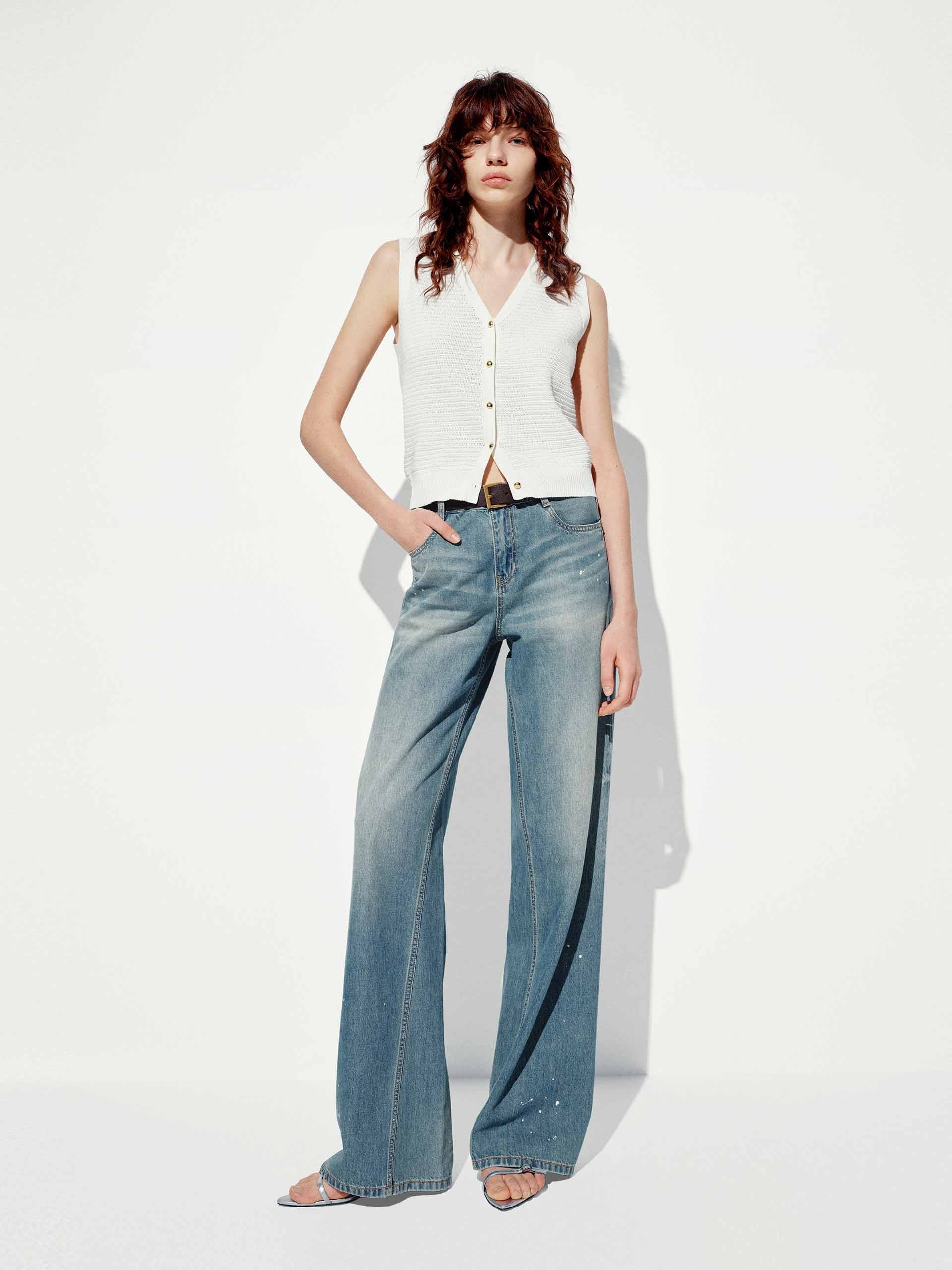 Cotton Ink-splashed Jeans - Image 2