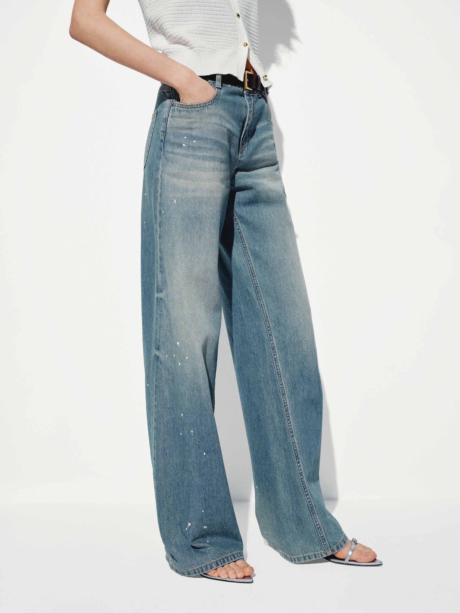 Cotton Ink-splashed Jeans - Image 3