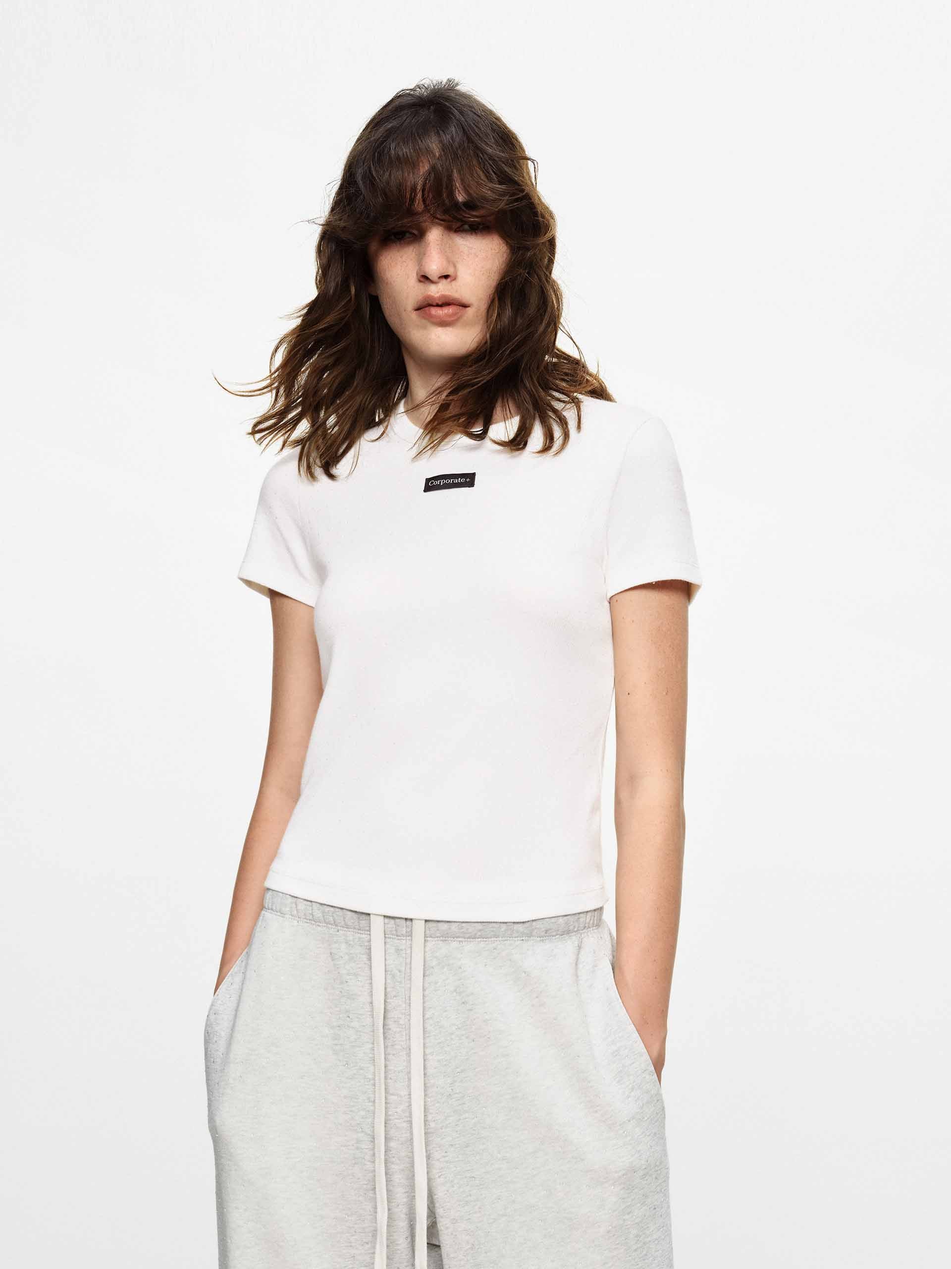 Cotton Rhinestone Detail T-shirt