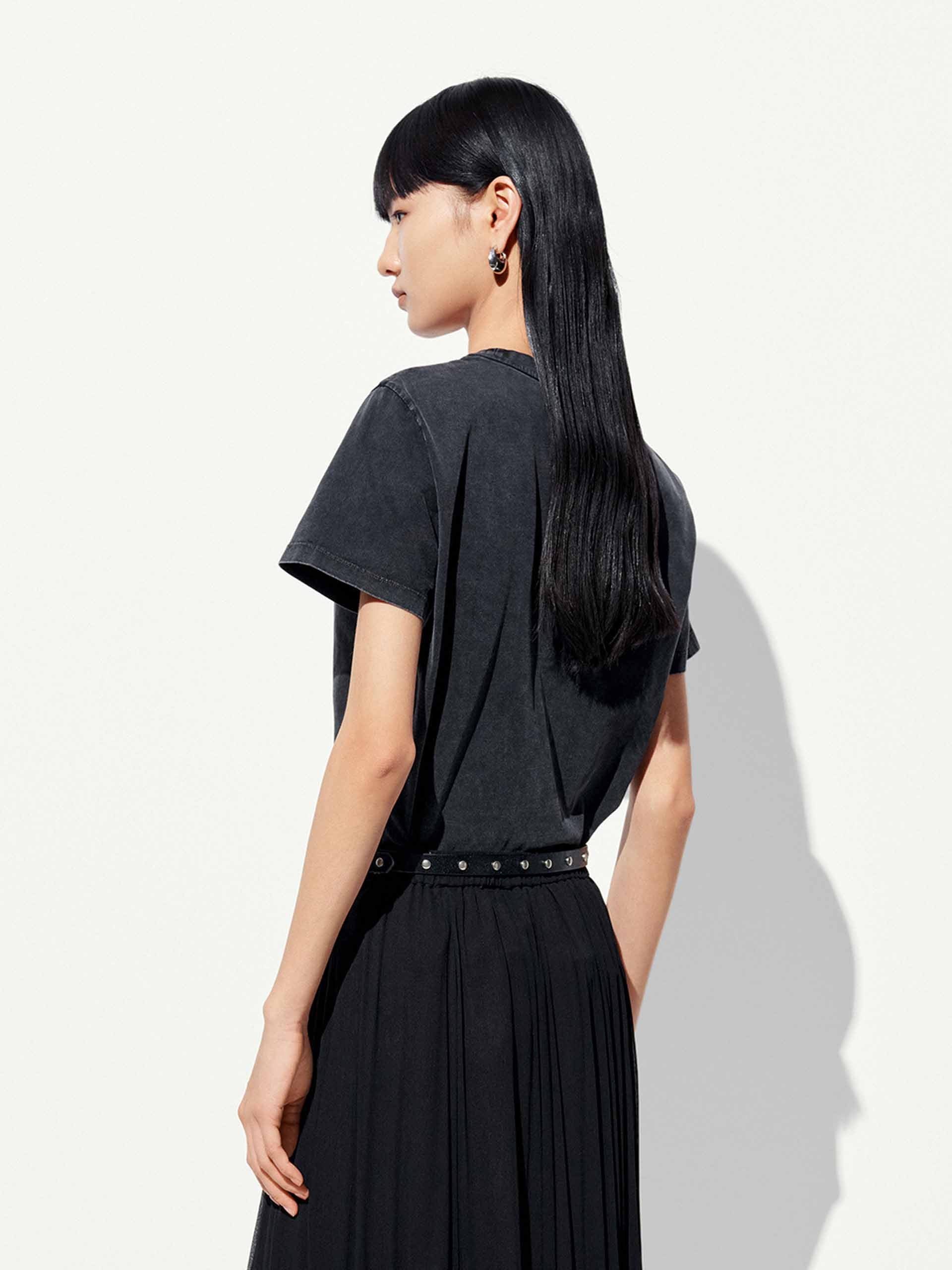 Cotton Round Neck Letter T-shirt - Image 13