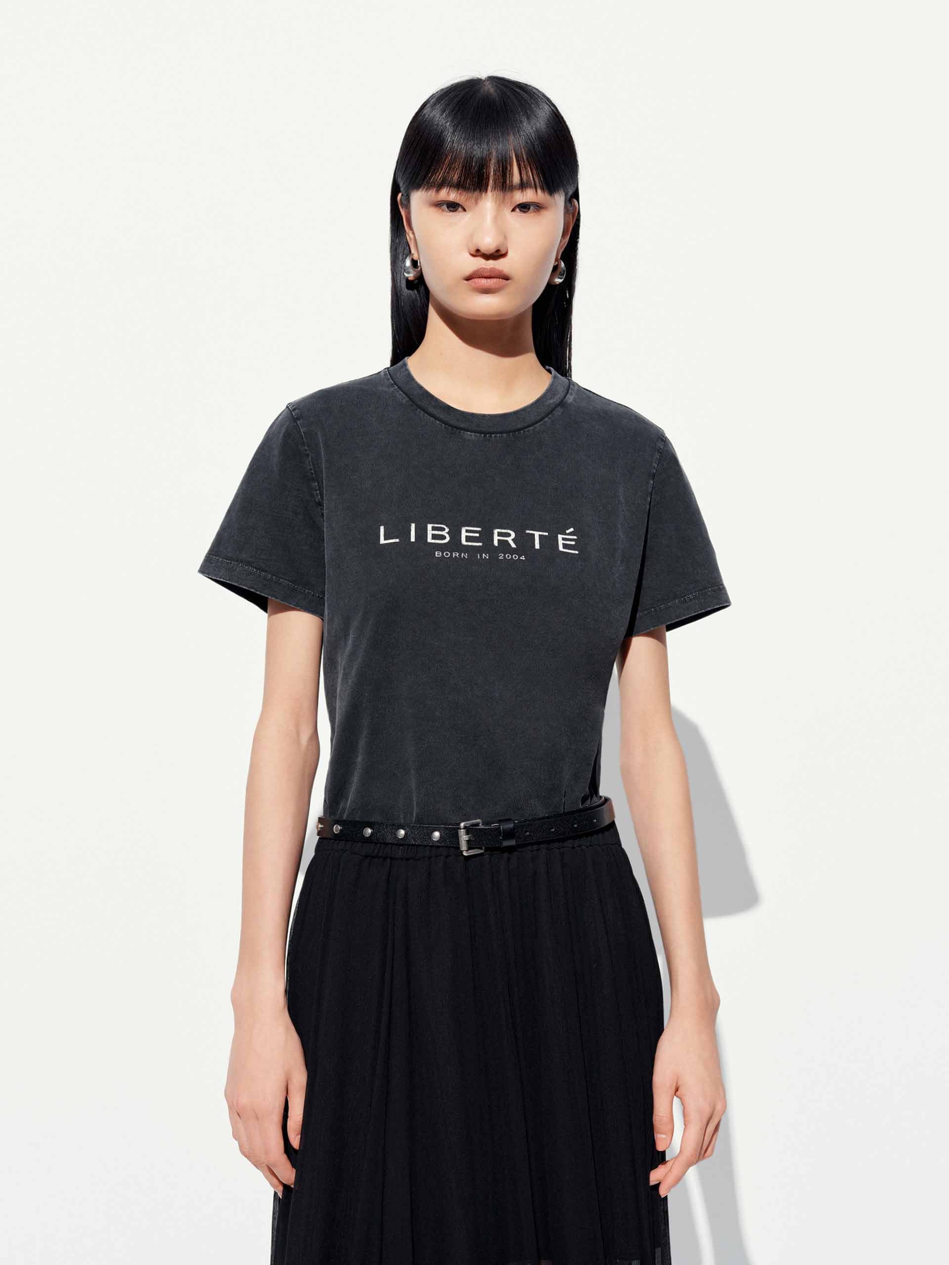 Cotton Round Neck Letter T-shirt - Image 8