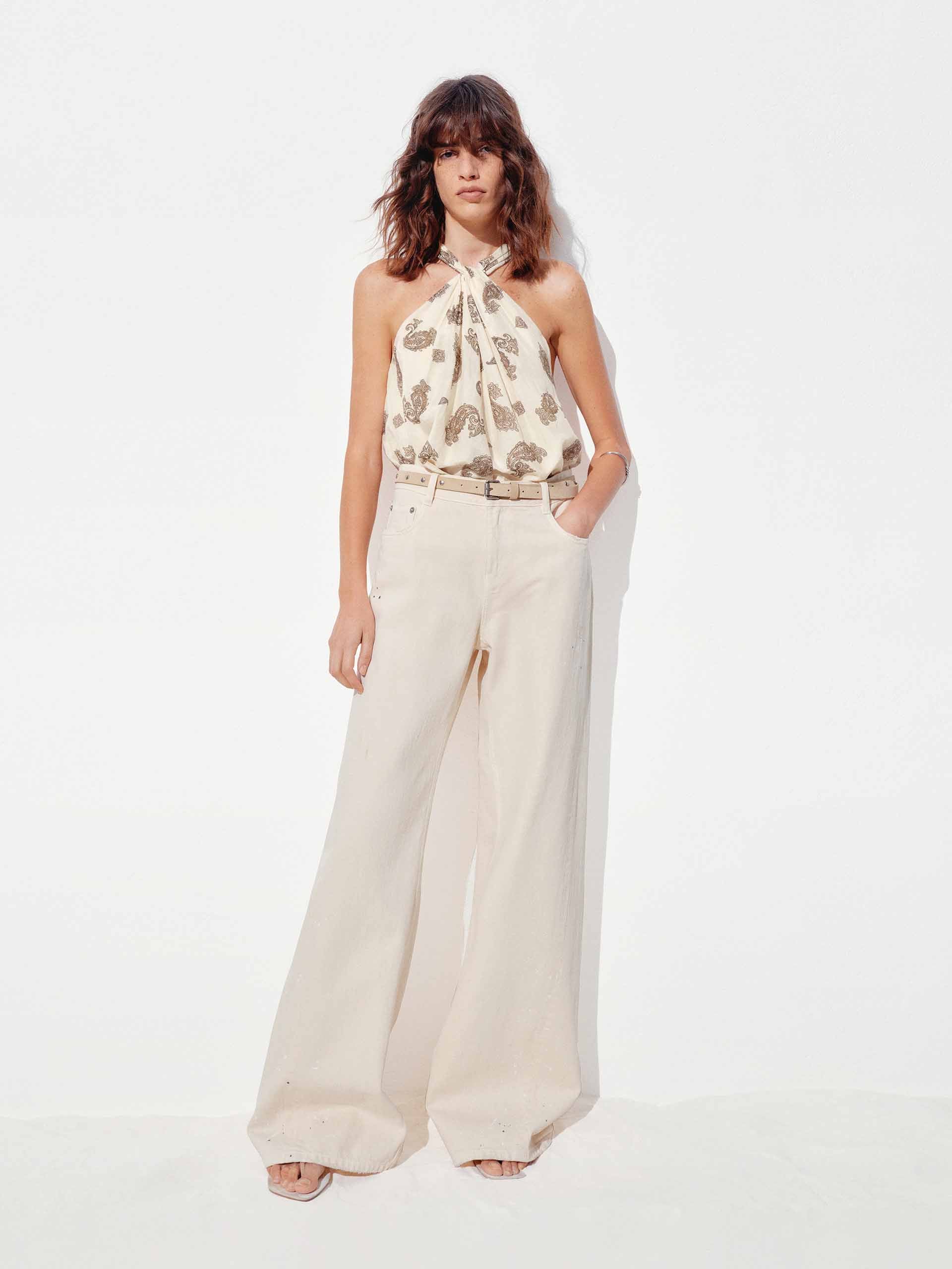 Cotton-Silk Blend Halterneck Top - Image 2