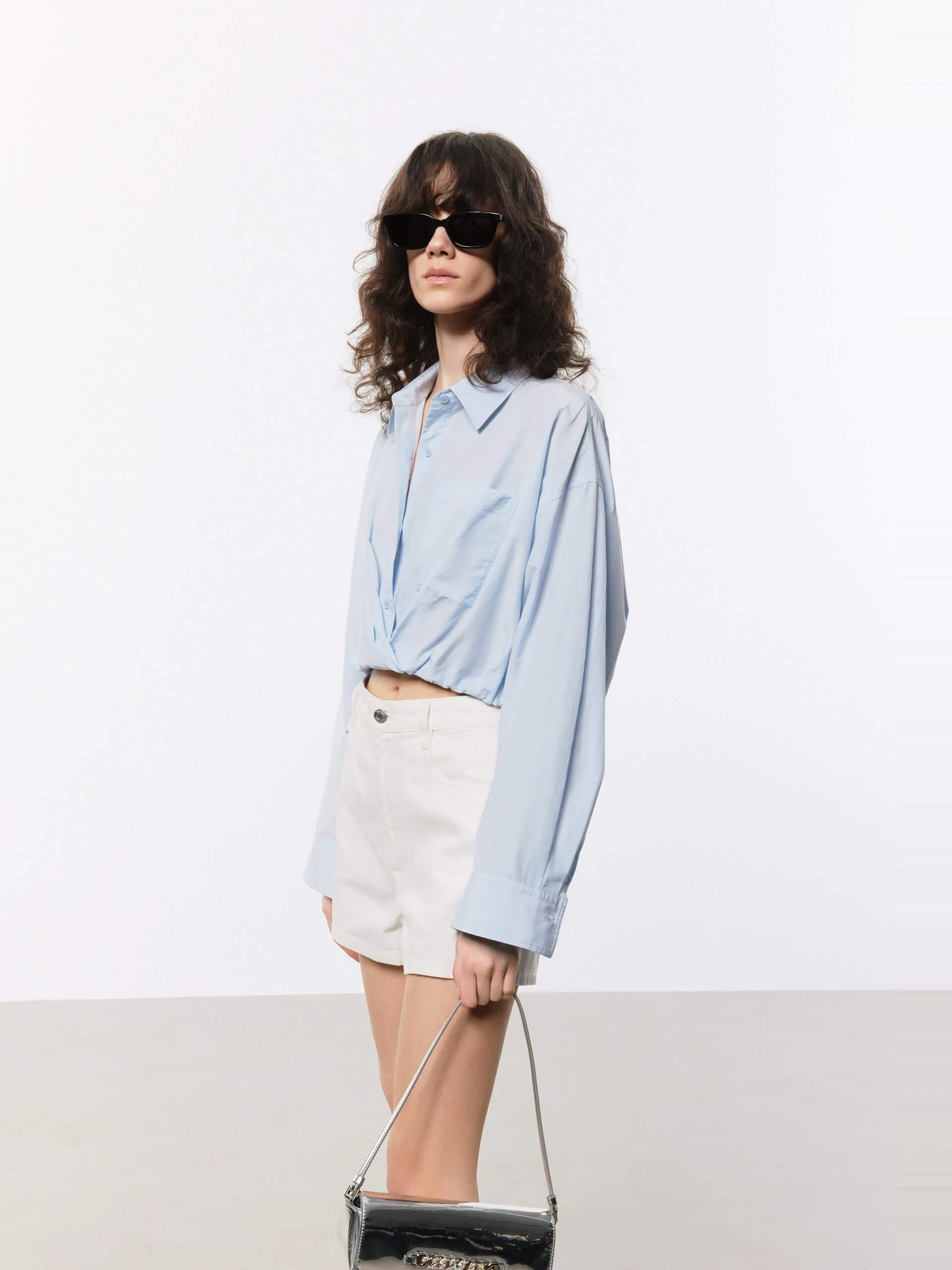 Cotton Silk Cropped Shirt - Image 8