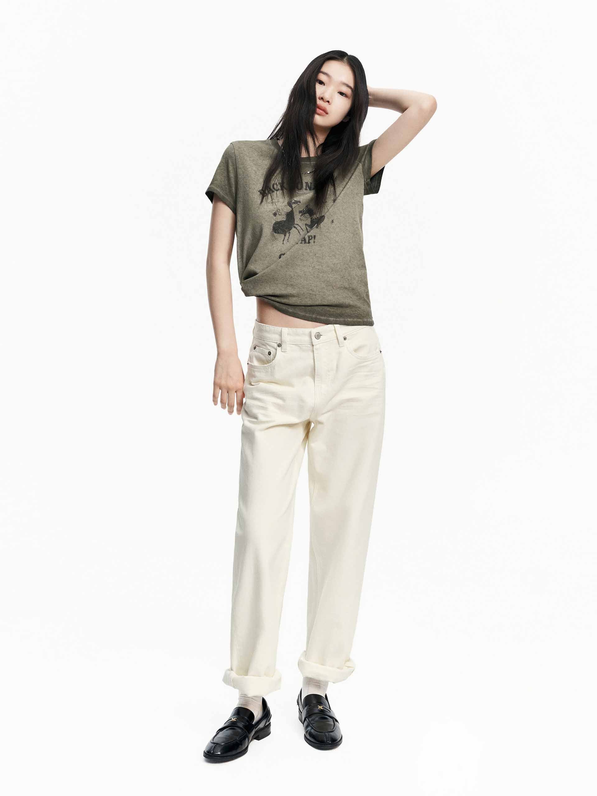 Cotton Straight White Jeans - Image 2