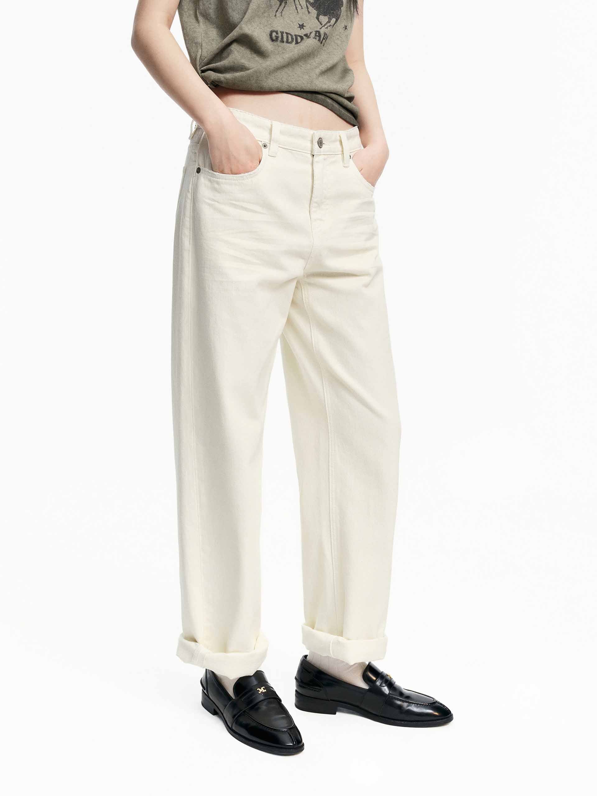 Cotton Straight White Jeans - Image 6