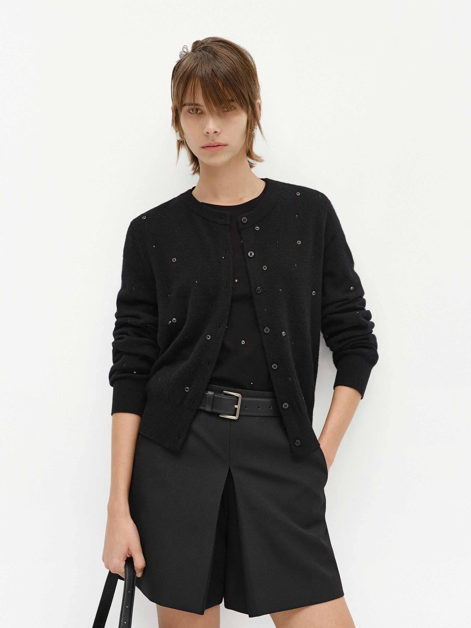 Crew Neck Crystal Cardigan