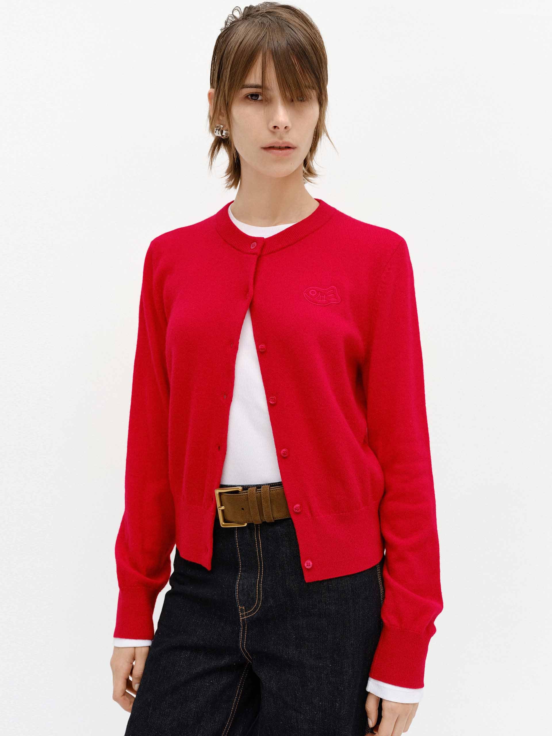 Crew Neck Knitted Cardigan - Image 2
