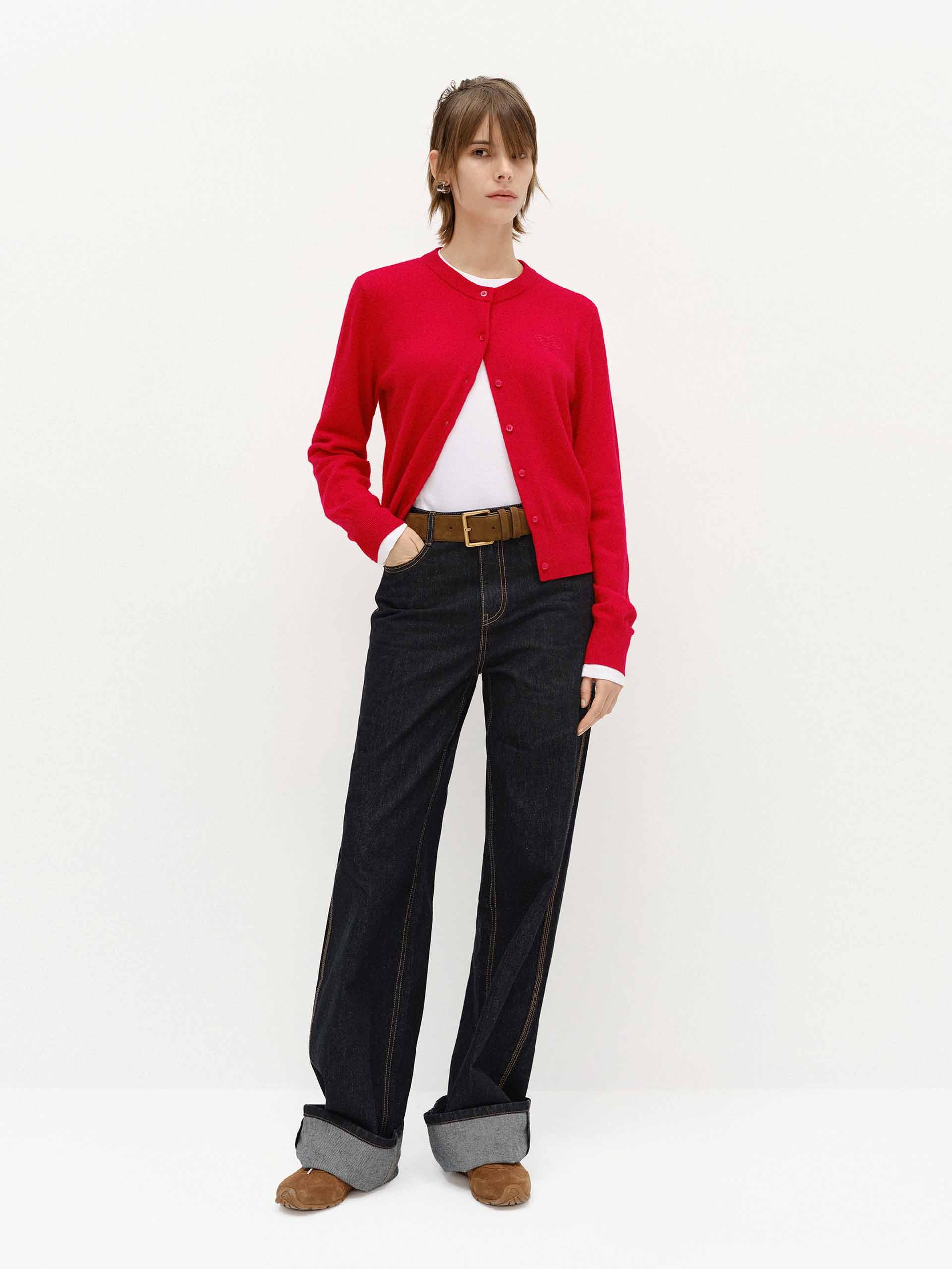 Crew Neck Knitted Cardigan - Image 6