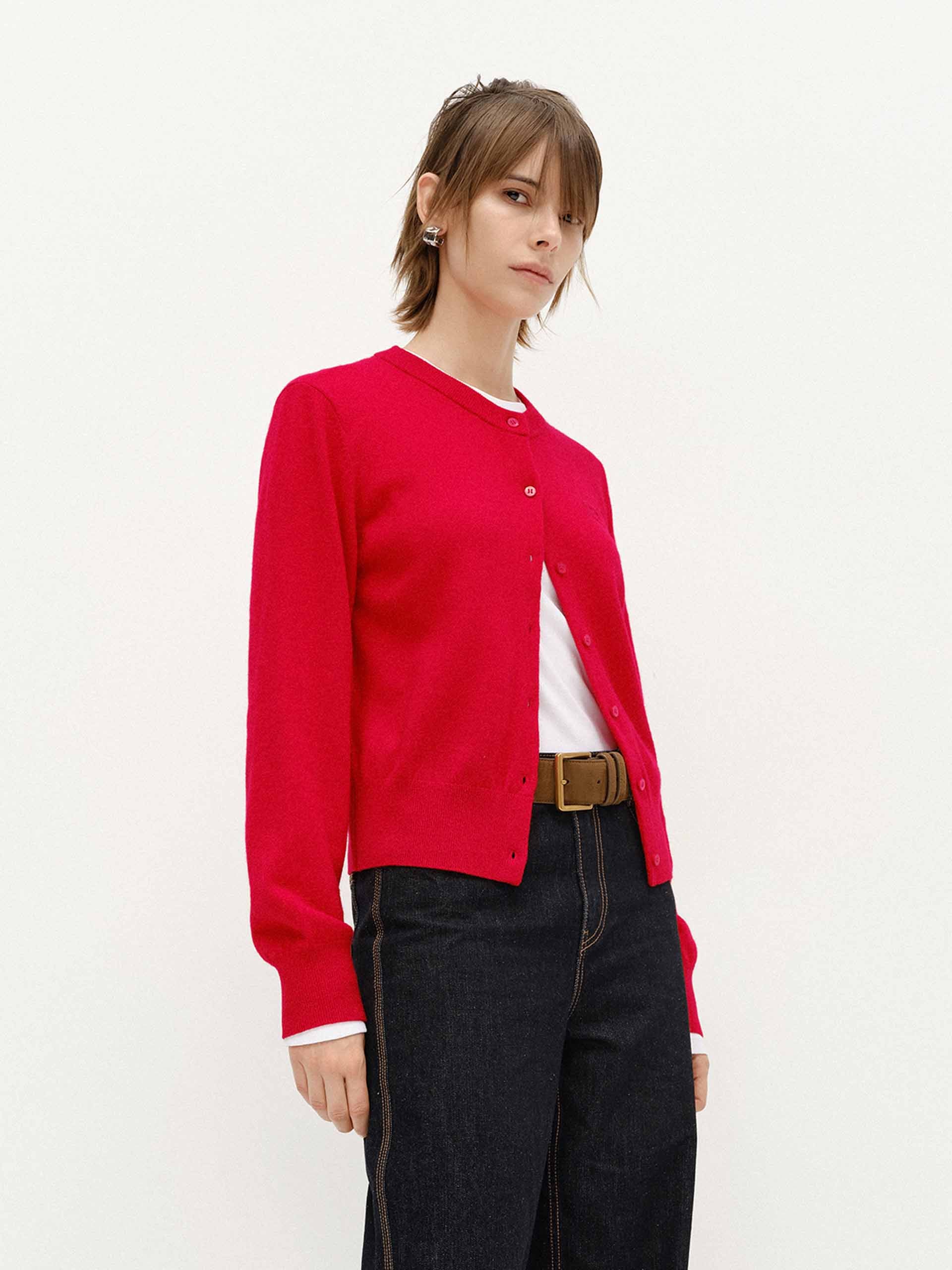 Crew Neck Knitted Cardigan - Image 8