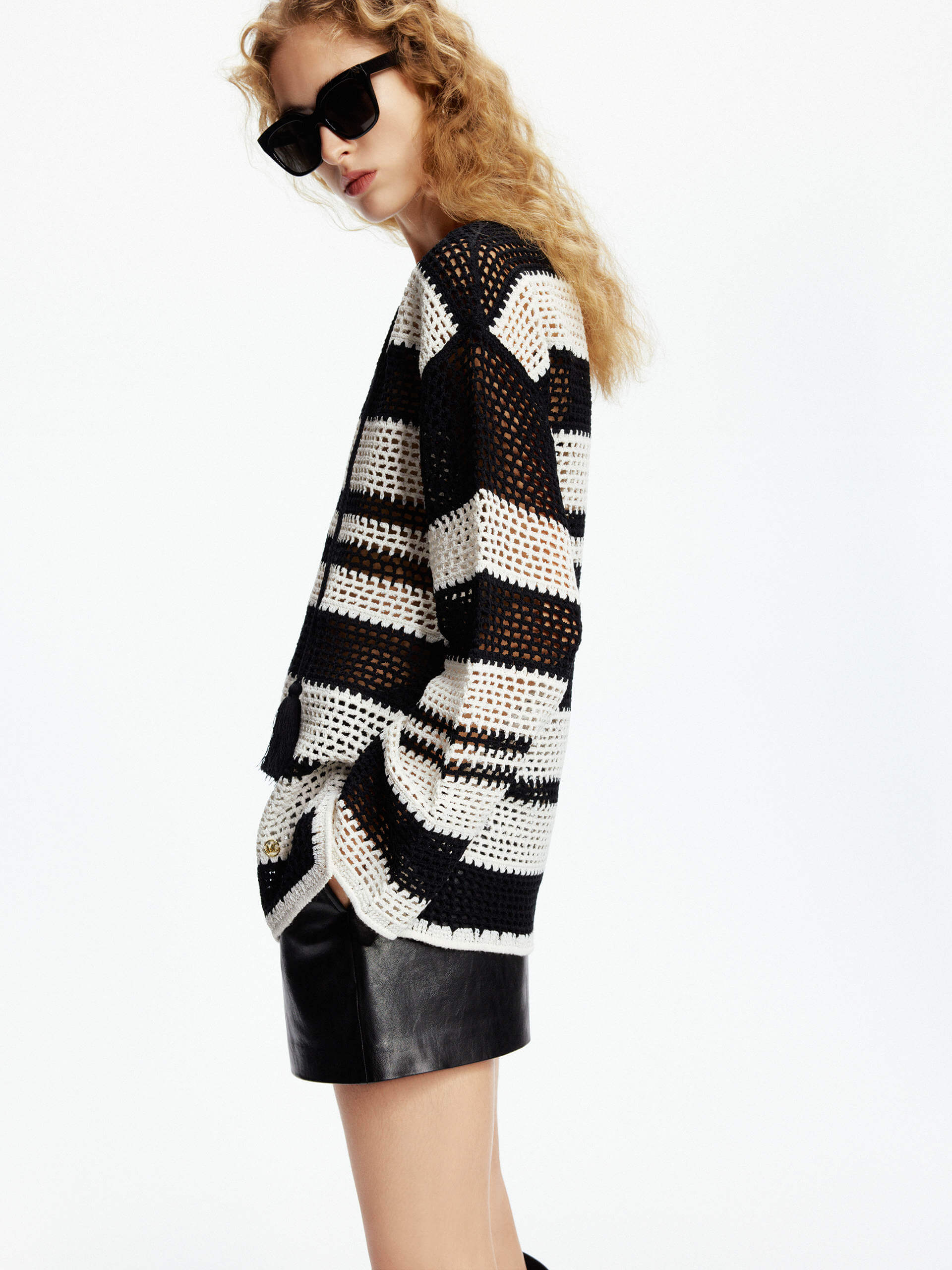 Crochet Knit Stripe Sweater - Image 6