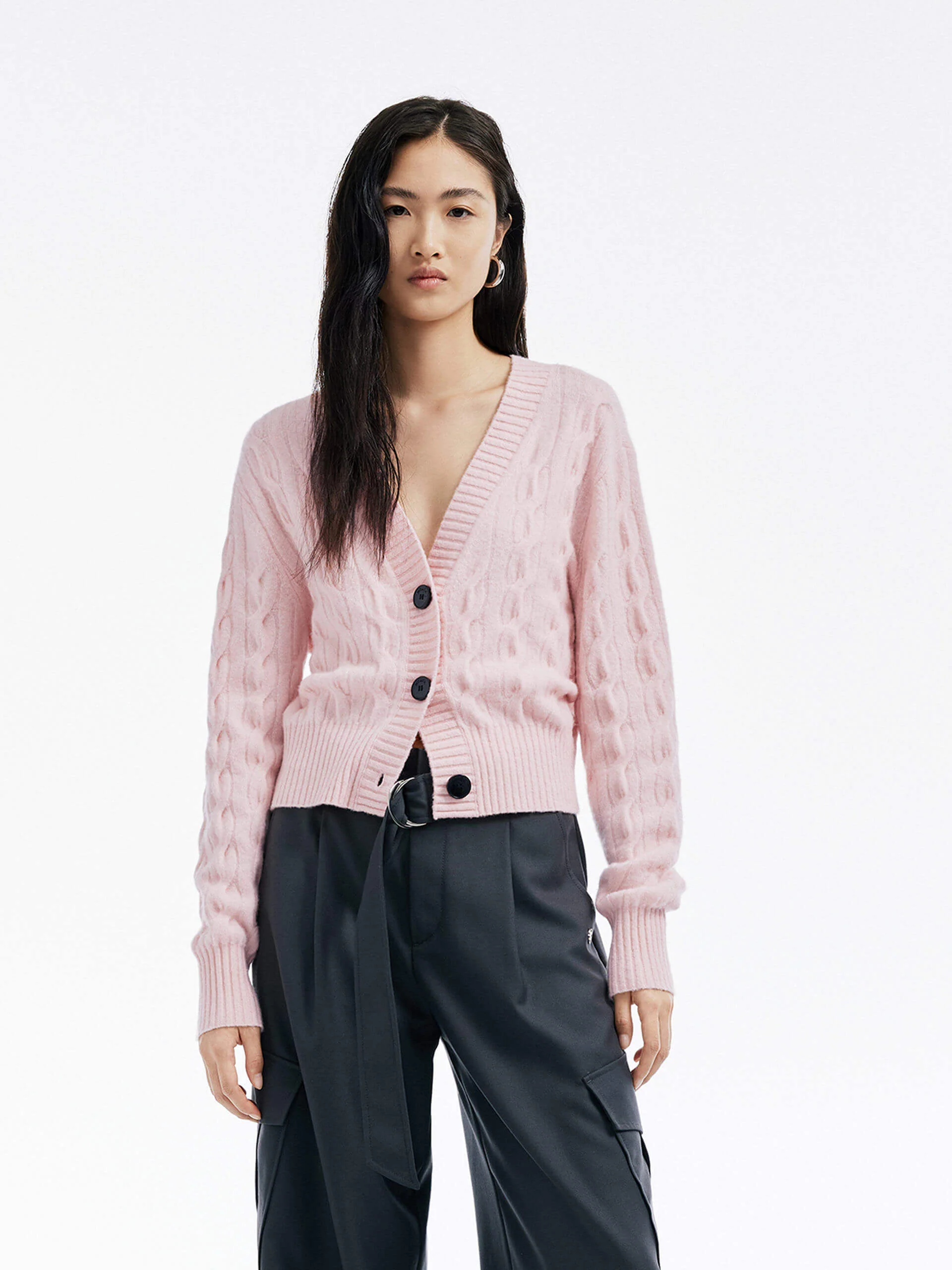 Cropped Cable Knit Cardigan - Image 9