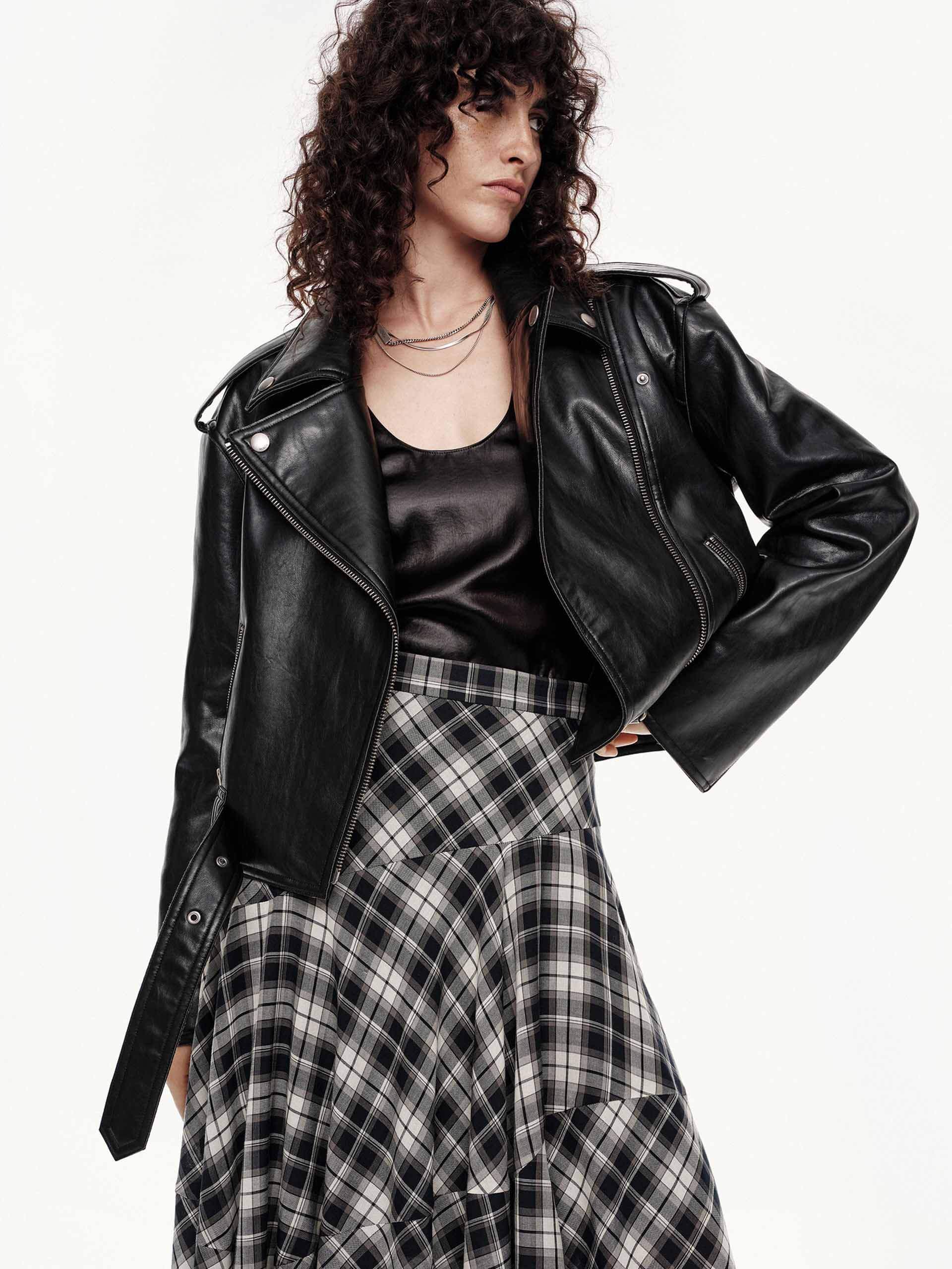 Cropped Faux Leather Jacket