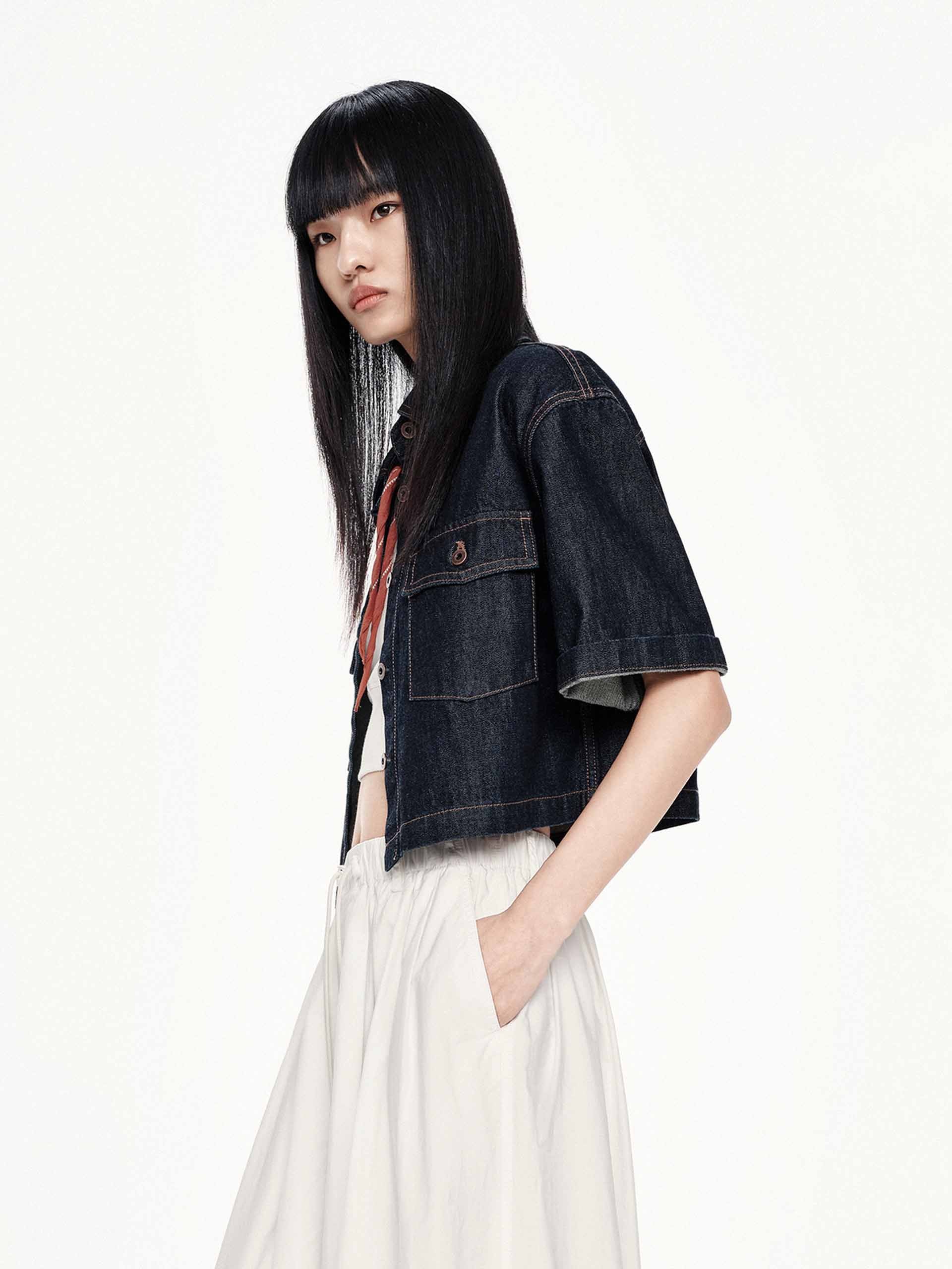 Cropped Fit Cotton Jacket - Image 3