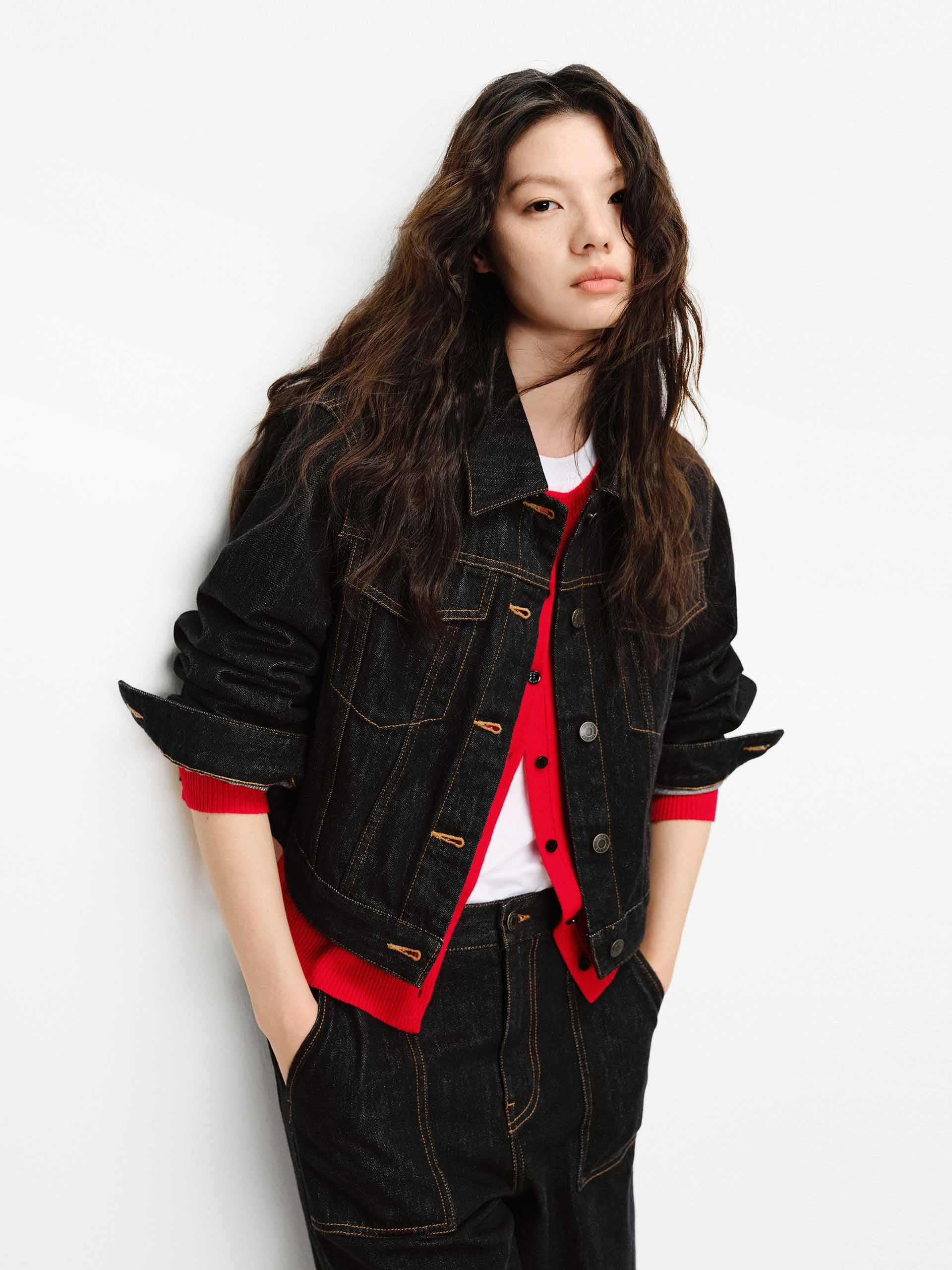 Cropped Fit Denim Jacket - Image 3