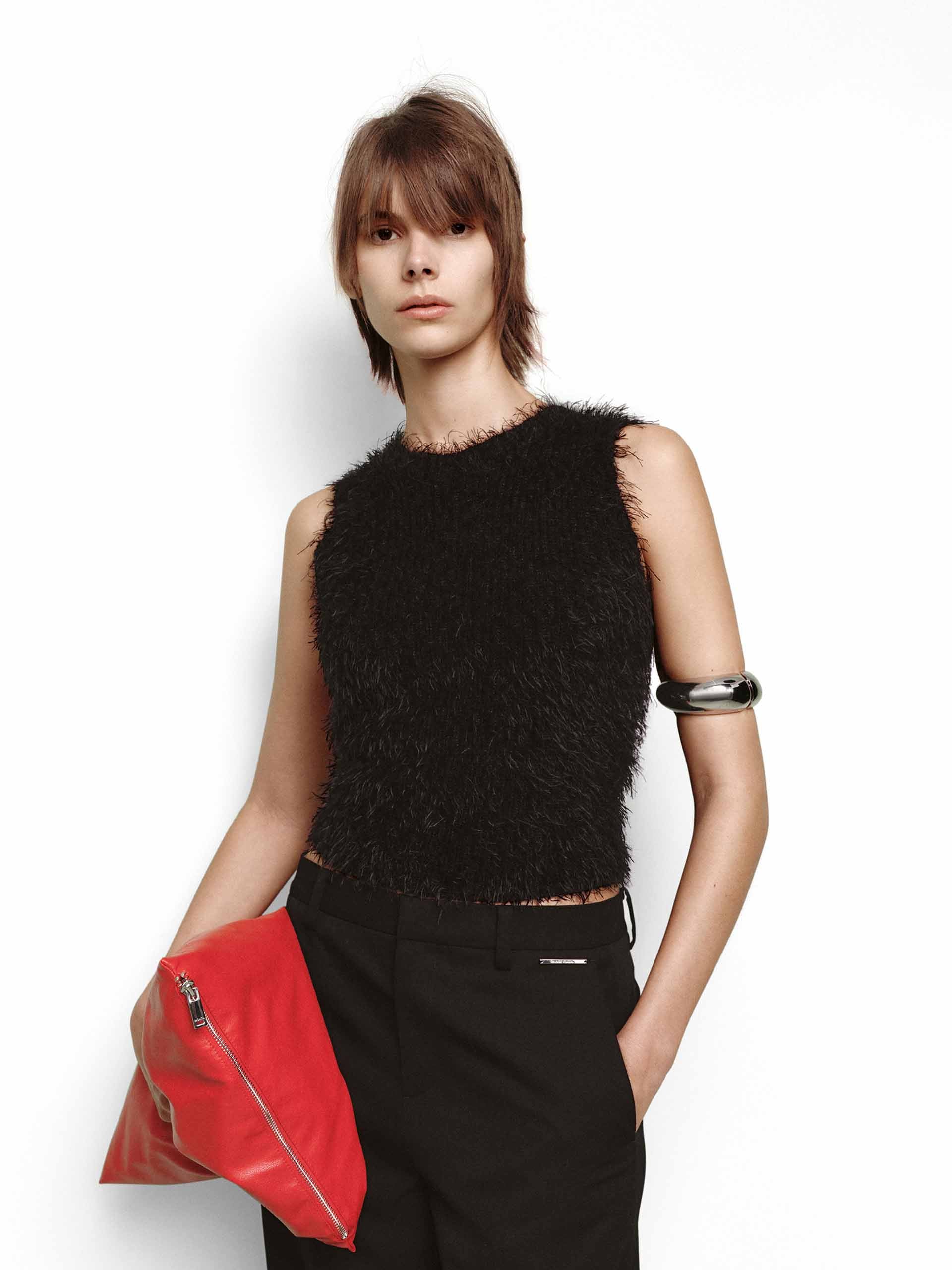 Cropped Fuzzy Knit Tank - Image 14