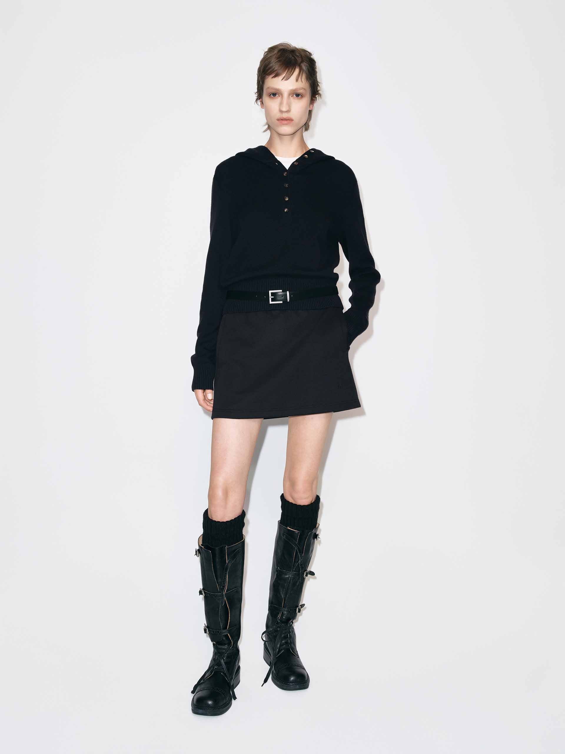 Cropped Hooded Knitted Top - Image 2
