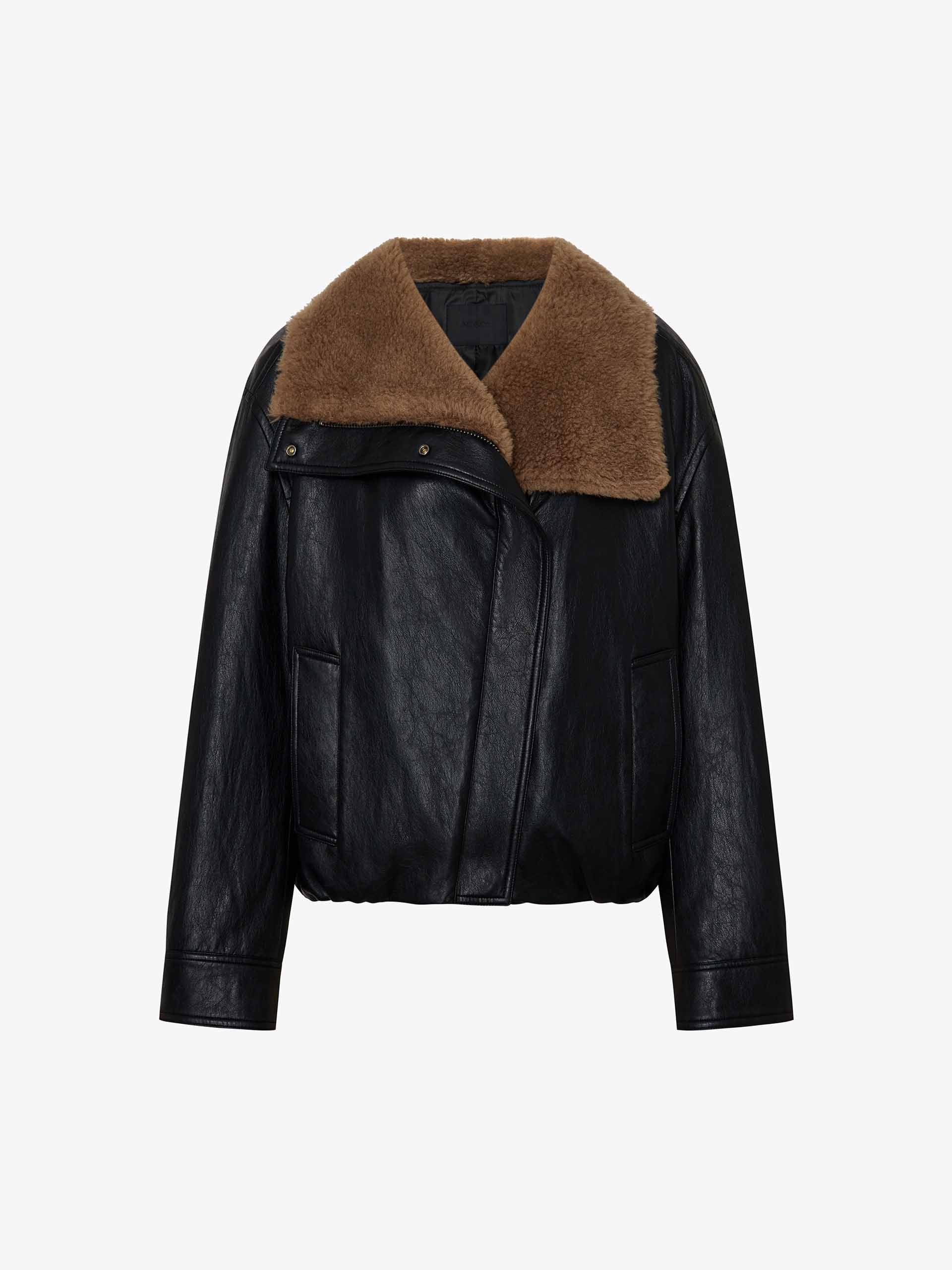 Cropped Leather Down Jacket - Image 5