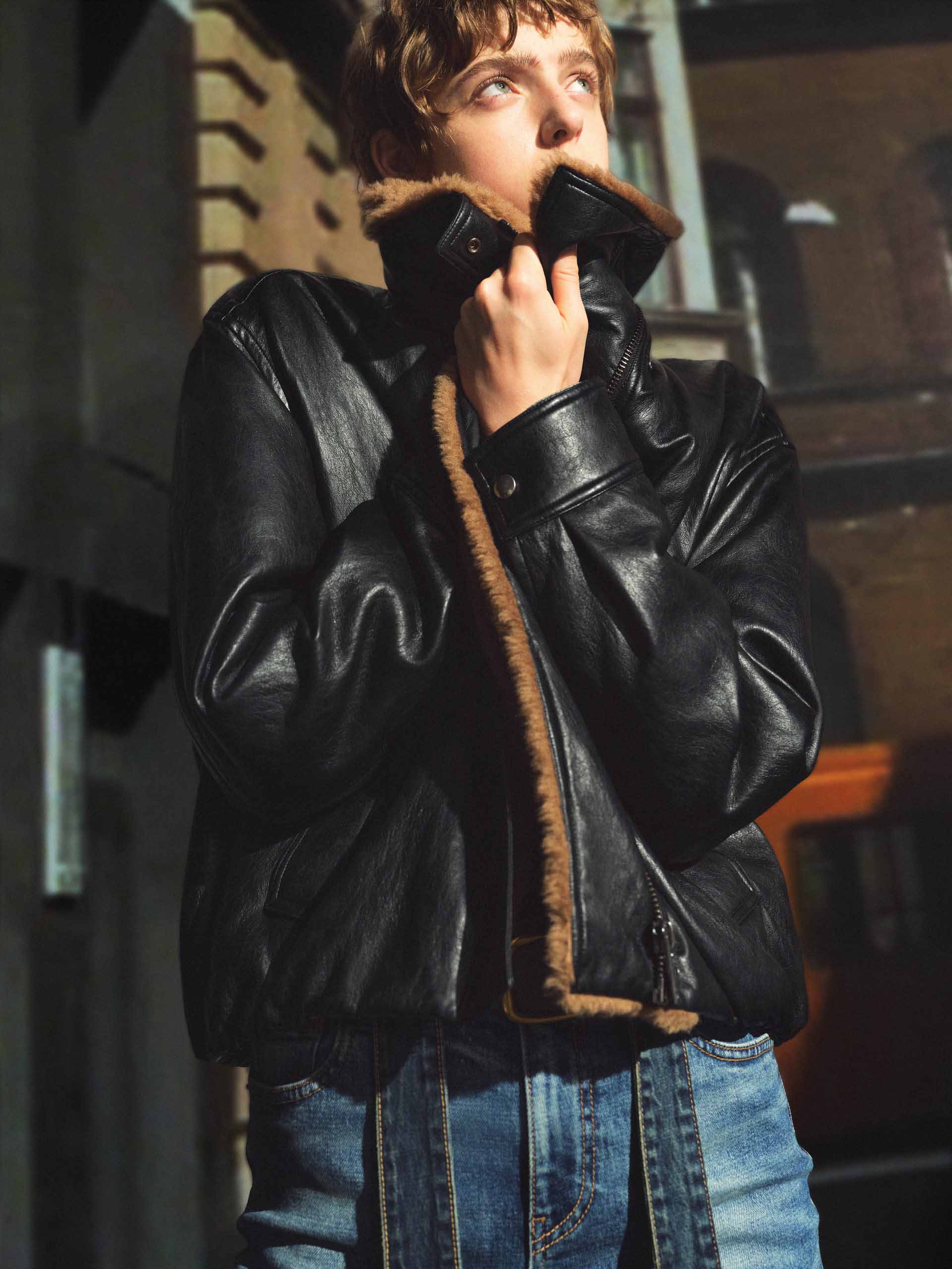 Cropped Leather Down Jacket - Image 6