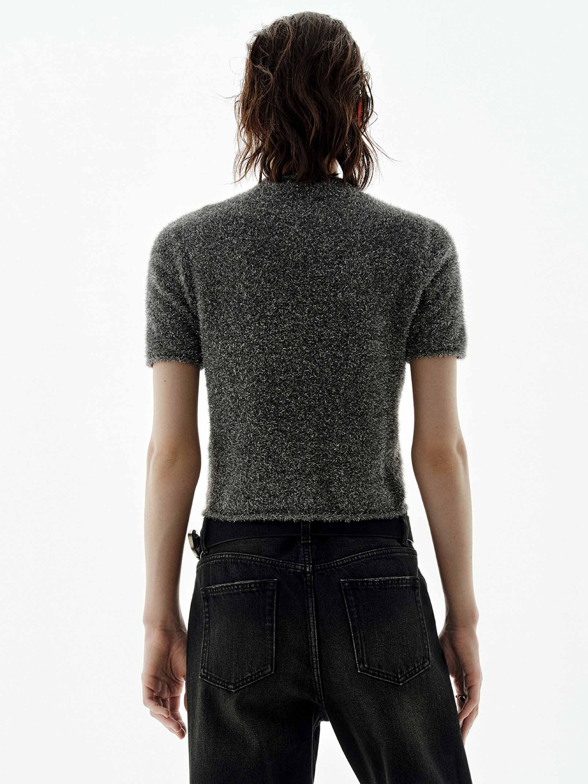 Cropped Metallic Knitted Top - Image 5