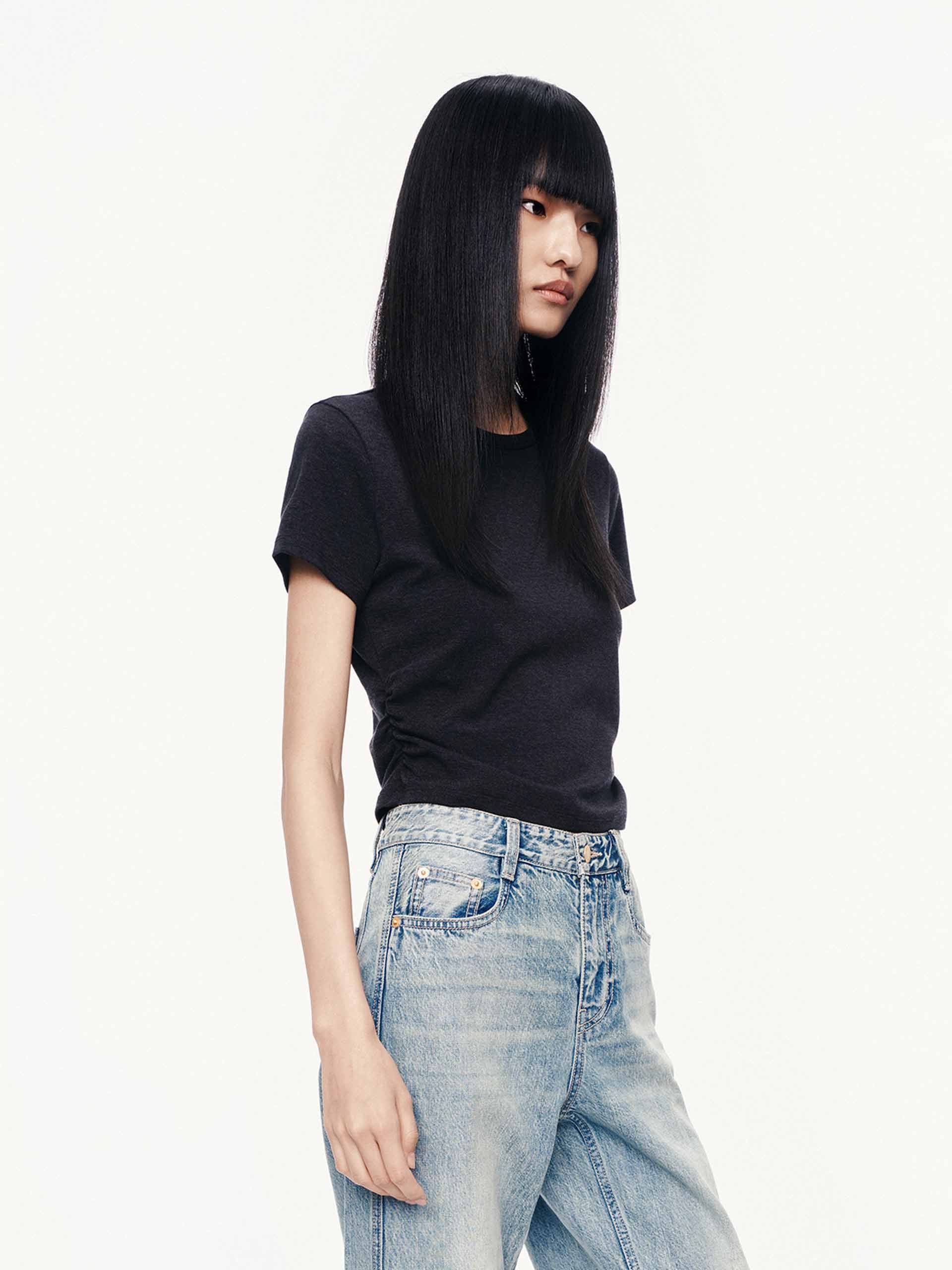 Cropped Pleated T-shirt - Image 11