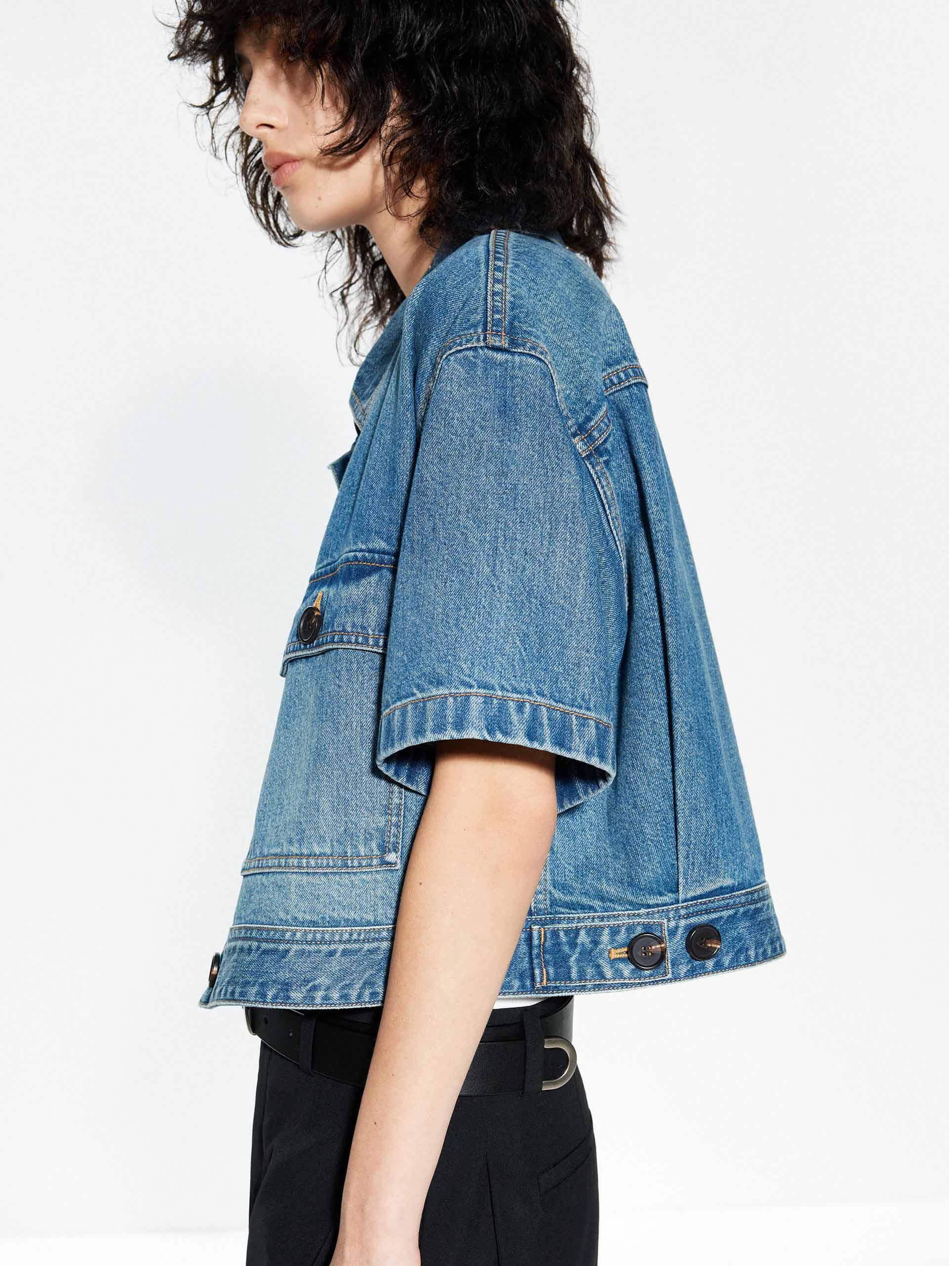Cropped Pockets Denim Jacket - Image 7