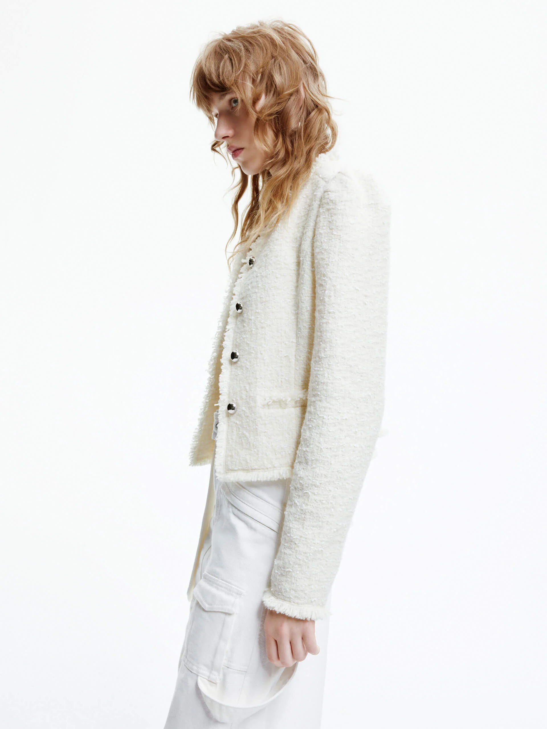 Cropped Raw Trimmed Jacket - Image 6