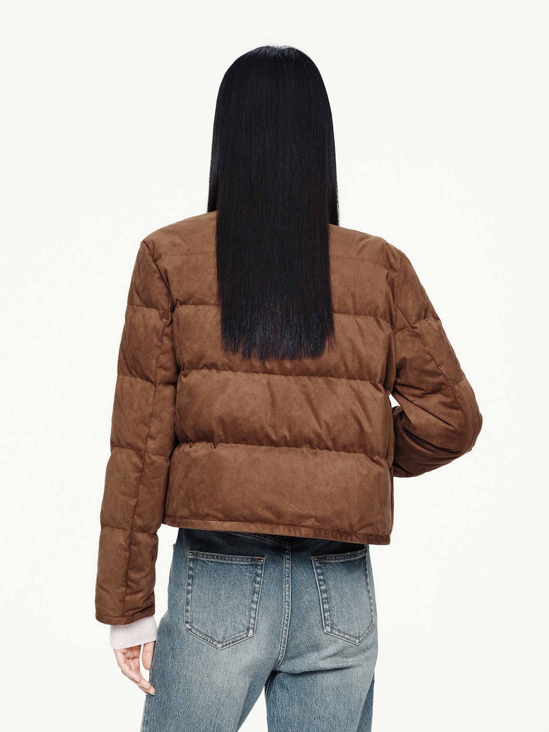 Cropped Round Neck Down Jacket - Image 6