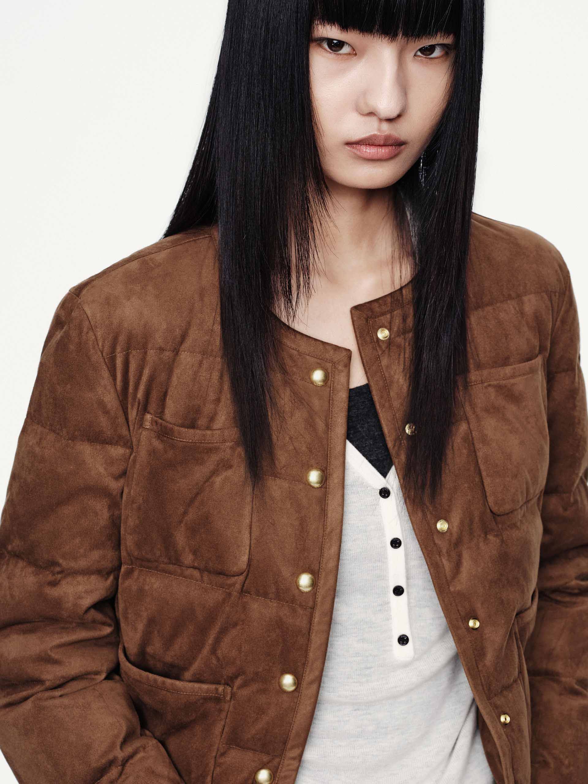 Cropped Round Neck Down Jacket - Image 7