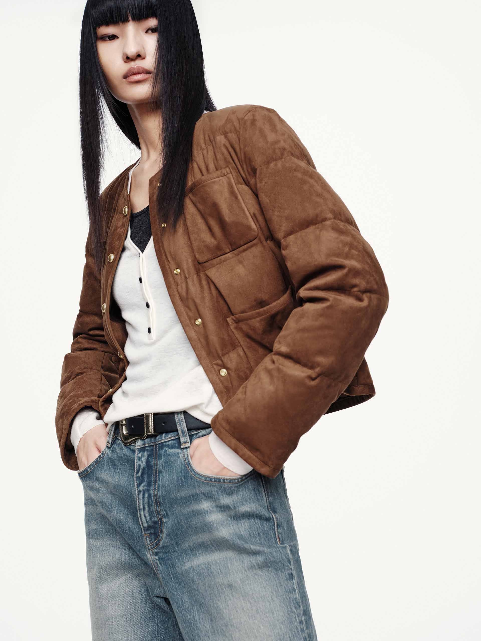Cropped Round Neck Down Jacket - Image 8