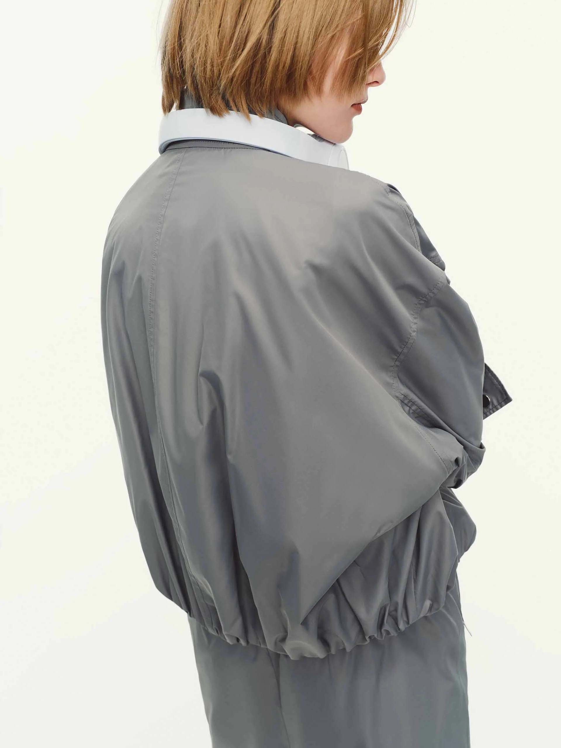 Cropped Stand Collar Jacket - Image 7