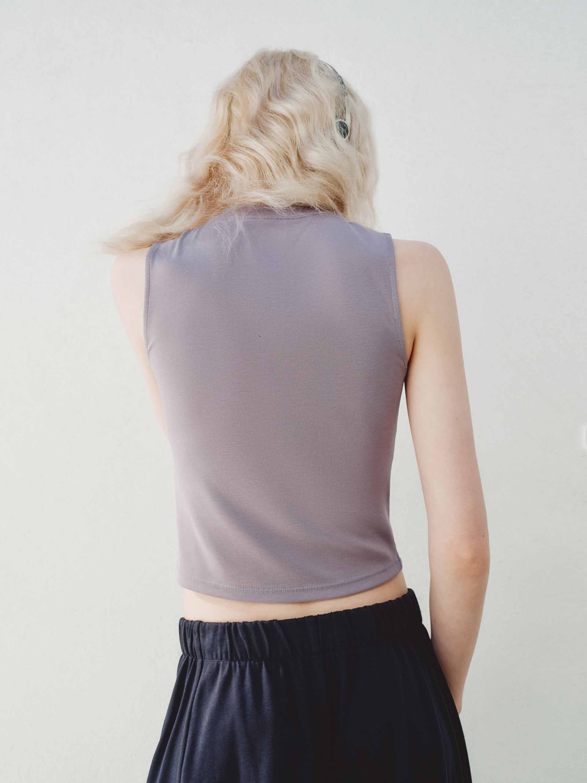 Cropped Stand Collar Top - Image 3